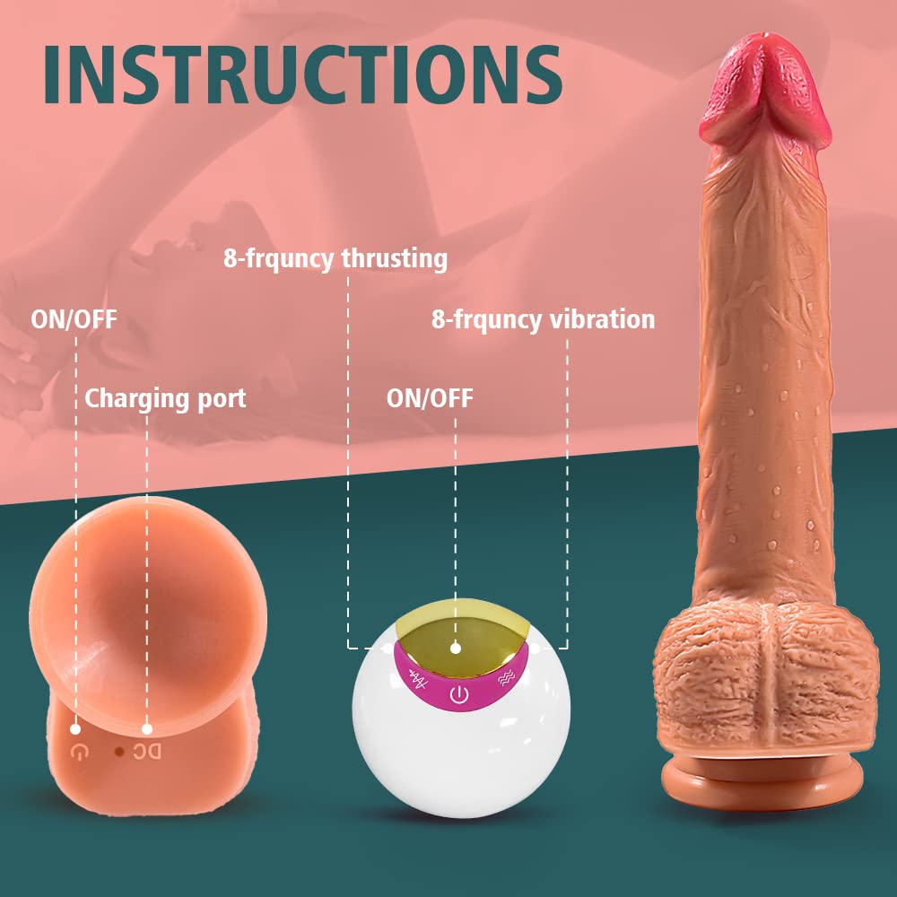 Realistic XXL Remote Control Vibrating Dildo for Women - 8 Vibration Modes, Clitoral Stimulator, Wireless Sex Toy for Couples & Solo Play - Perfect for Bedroom Fun, Adult Playtime & Sensual Massage