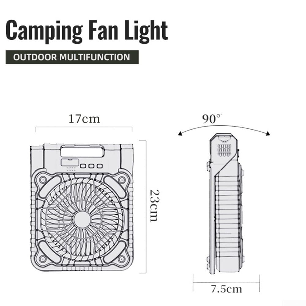 Portable Rechargeable Camping Fan - Lightweight Foldable Fan with 3 Adjustable Speeds, USB Powered for Tents, Hiking, Outdoor Adventures (Green)