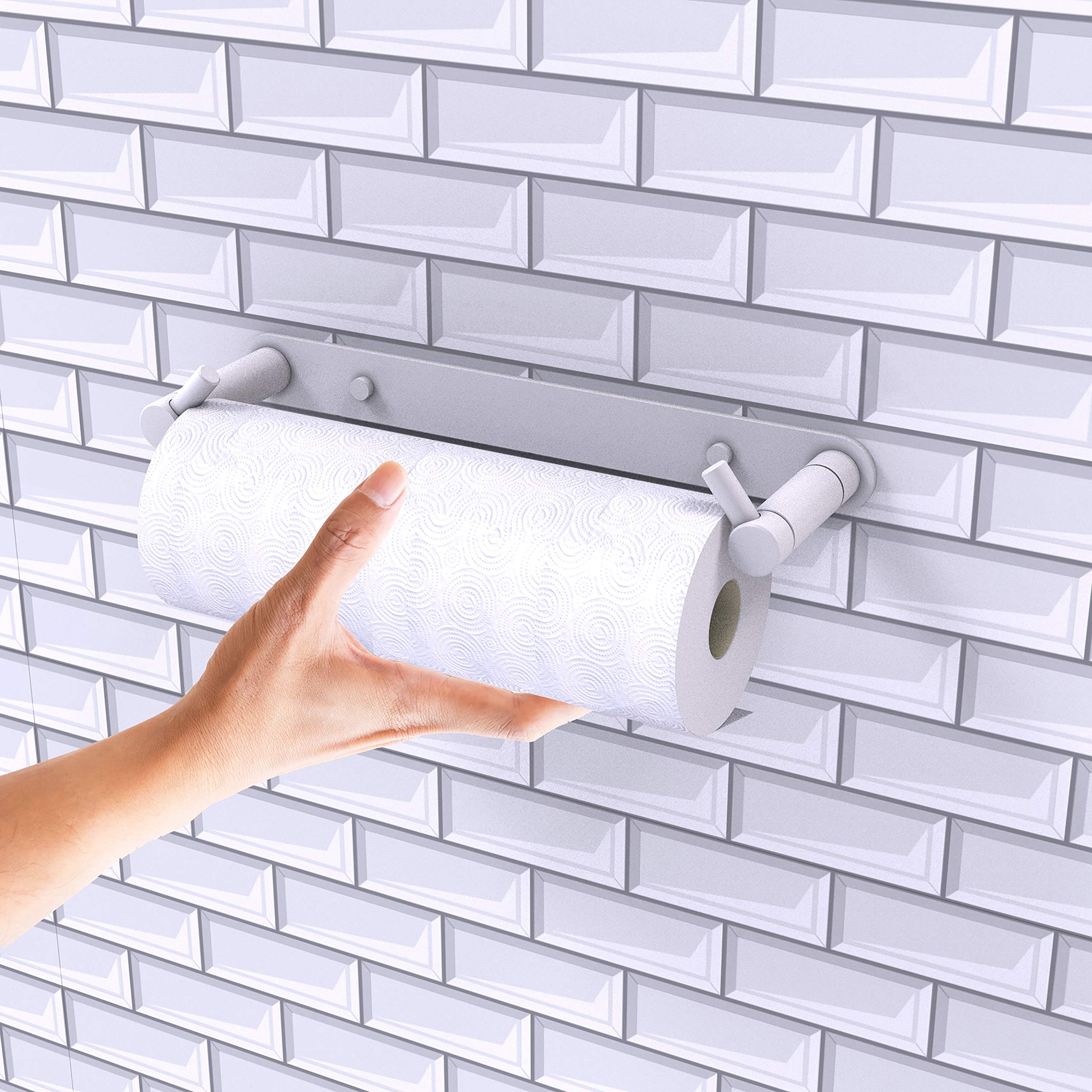 Allied Brass Fresno Wall Mounted Rollerless Paper Towel Holder - Matte White Finish for Kitchen, Bathroom & Office Organization
