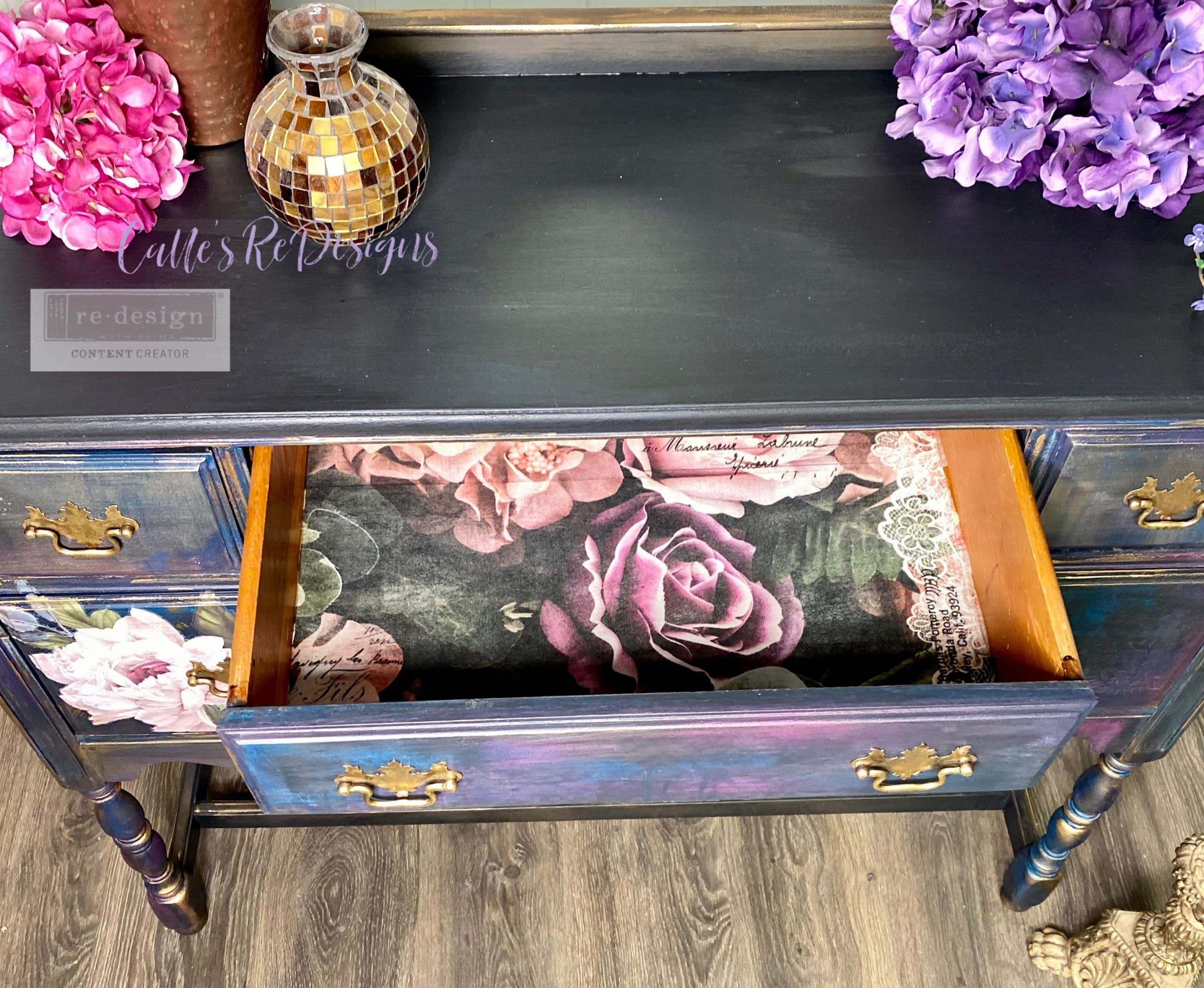 Premium Prima Decoupage Tissue Paper - Dark Lace Floral Design 19