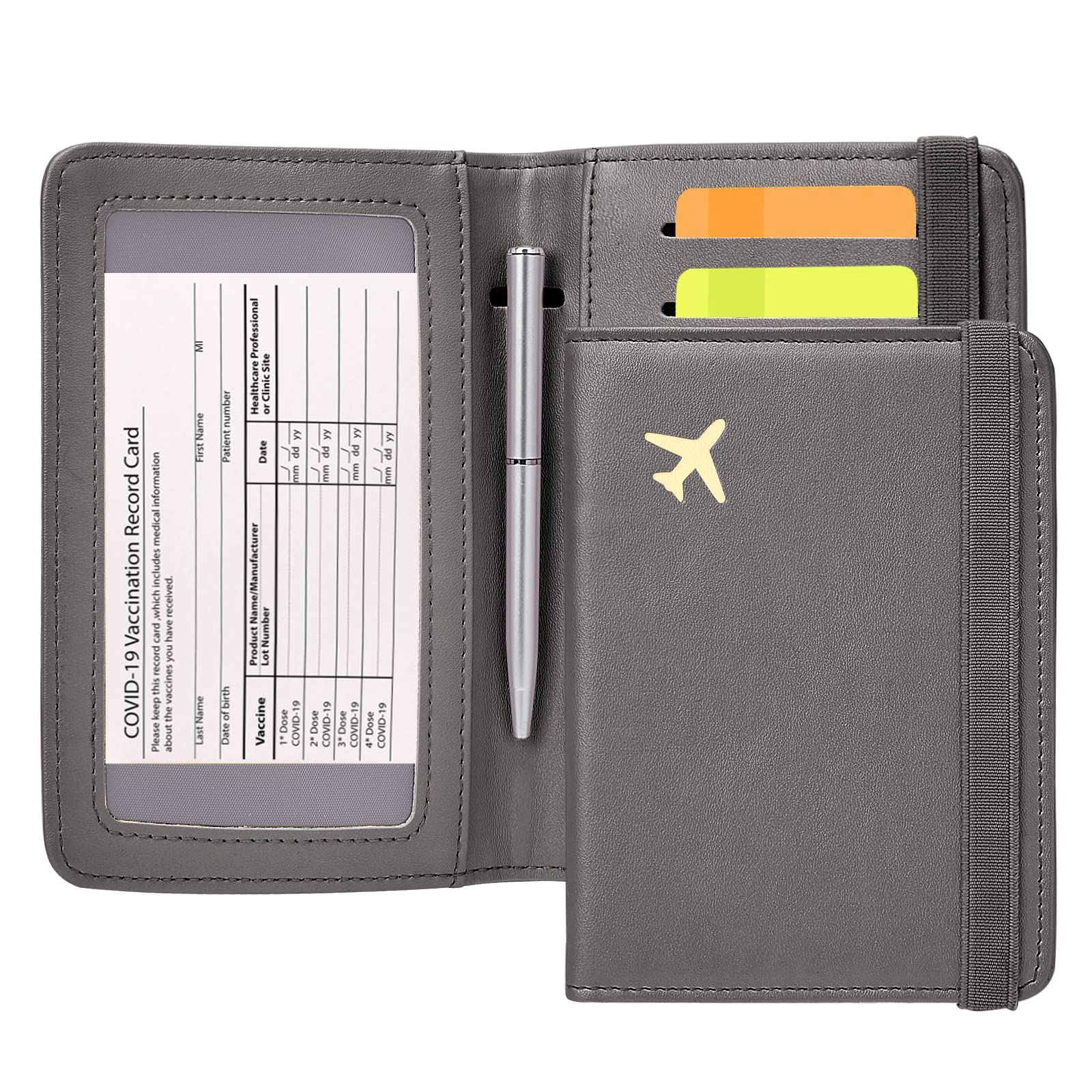 ZOPPEN RFID Blocking Passport Holder Wallet for Women & Men - Travel Document Organizer Cover Case with Secure ID Protection, Grey | Perfect for Airports, Vacations & Business Trips