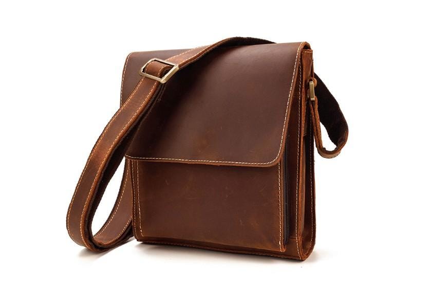 Stylish Brown Leather Shoulder Bag for Women & Men - Vintage Satchel Purse for Work, Travel and Everyday Use