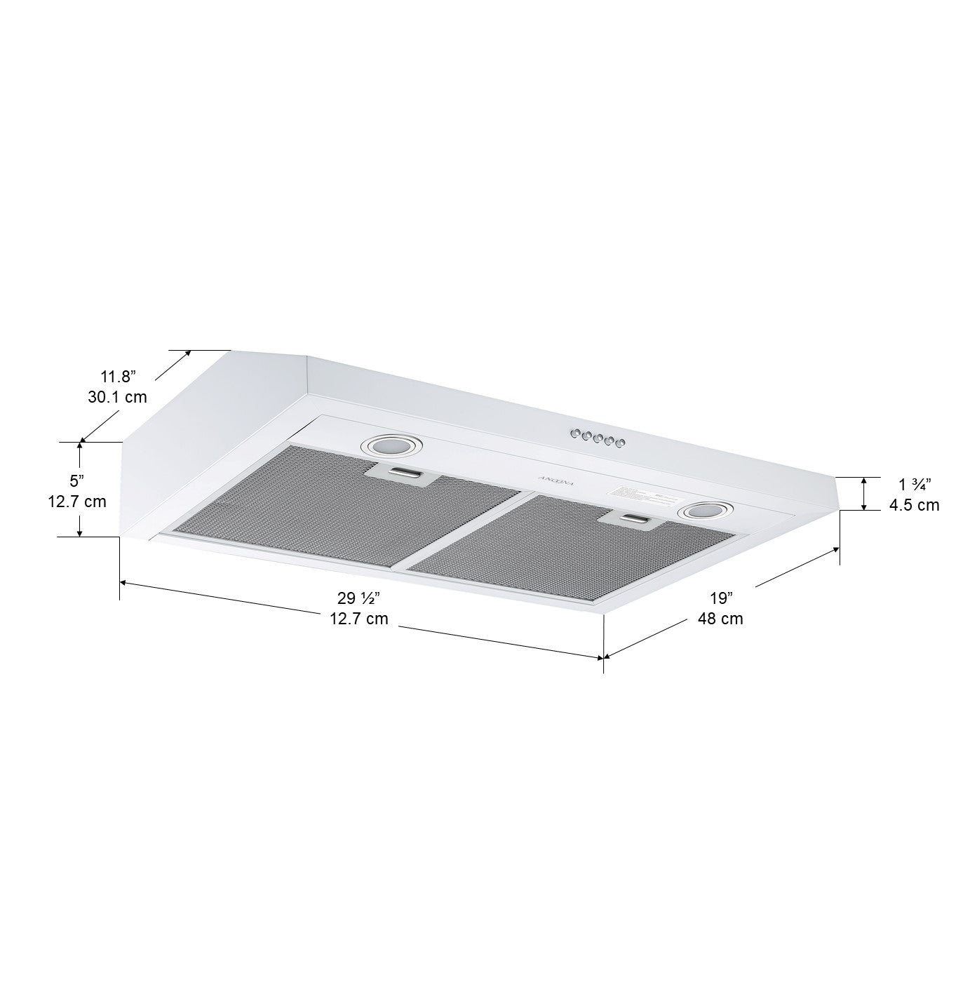 Slim S3DW 30-Inch 325 CFM Non-Vented White Under Cabinet Range Hood - Perfect for Small Kitchens, Apartments & Compact Cooking Spaces