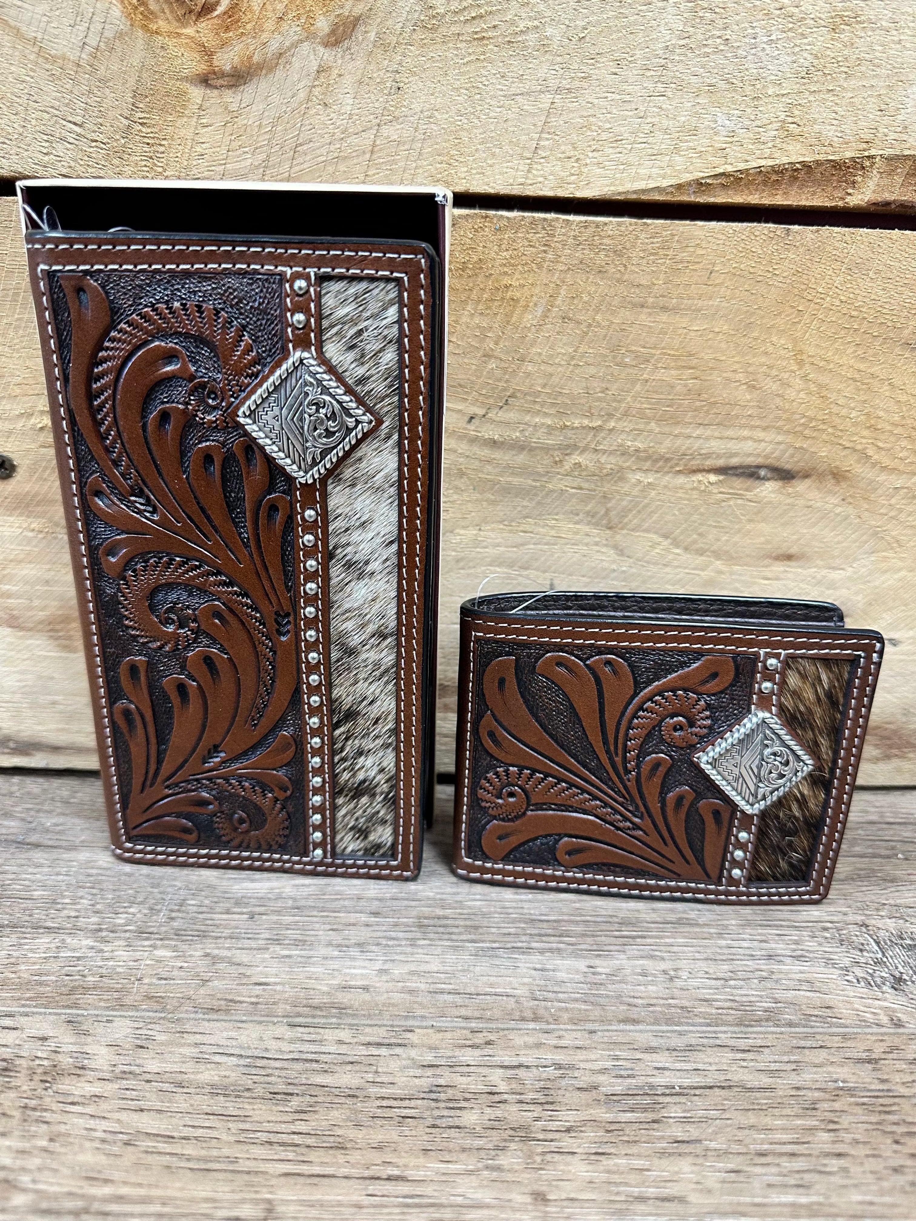 3D Men's Calf Leather Floral Rodeo Bifold Wallet - Western Style Gift for Cowboy, Rancher & Country Music Fans