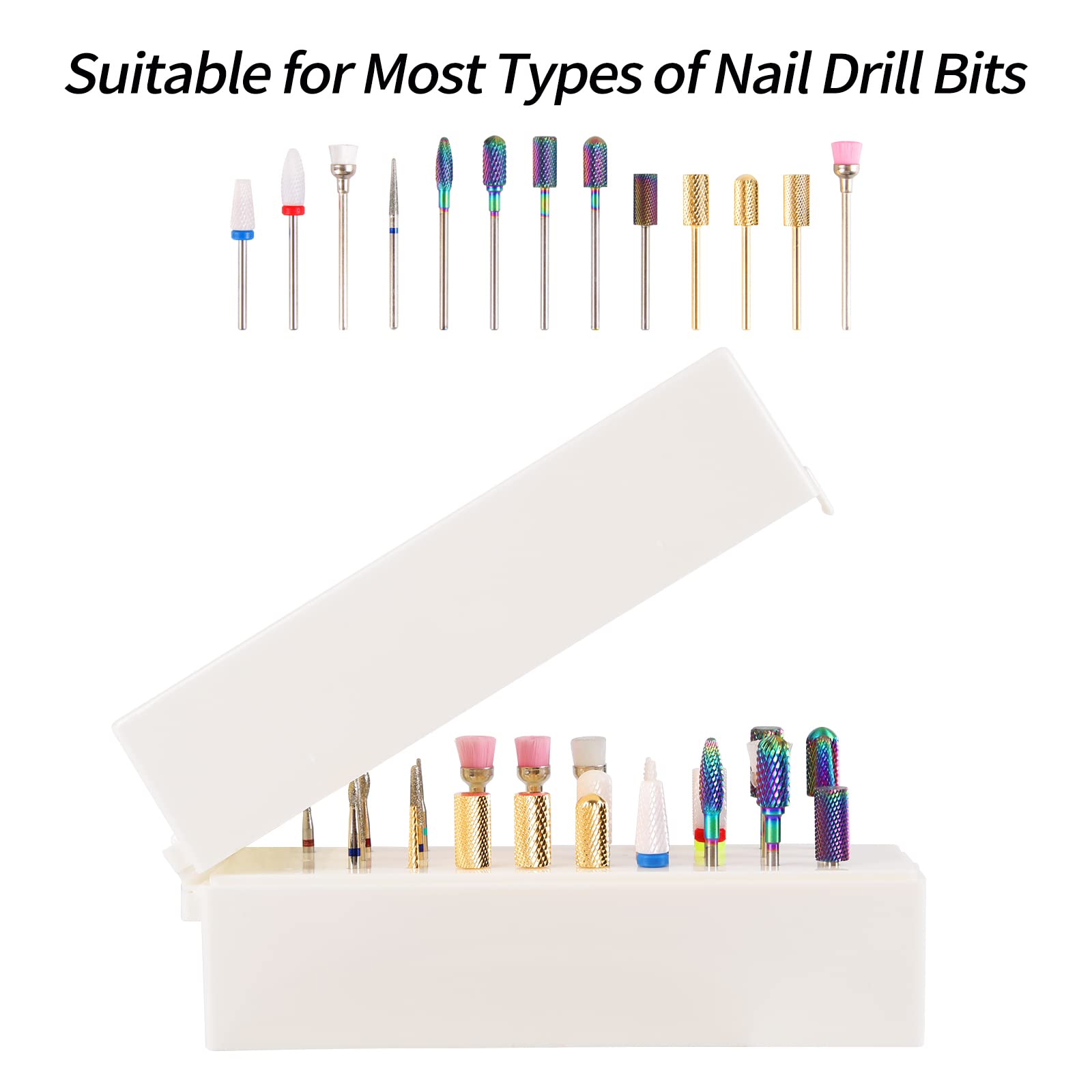 30-Hole Dustproof Nail Drill Bit Holder Organizer Case for Acrylic Nail Efile Bits - Professional Manicure Tool Storage Container (Bits Not Included) | Perfect for Salon, Home & Travel Nail Art Organization