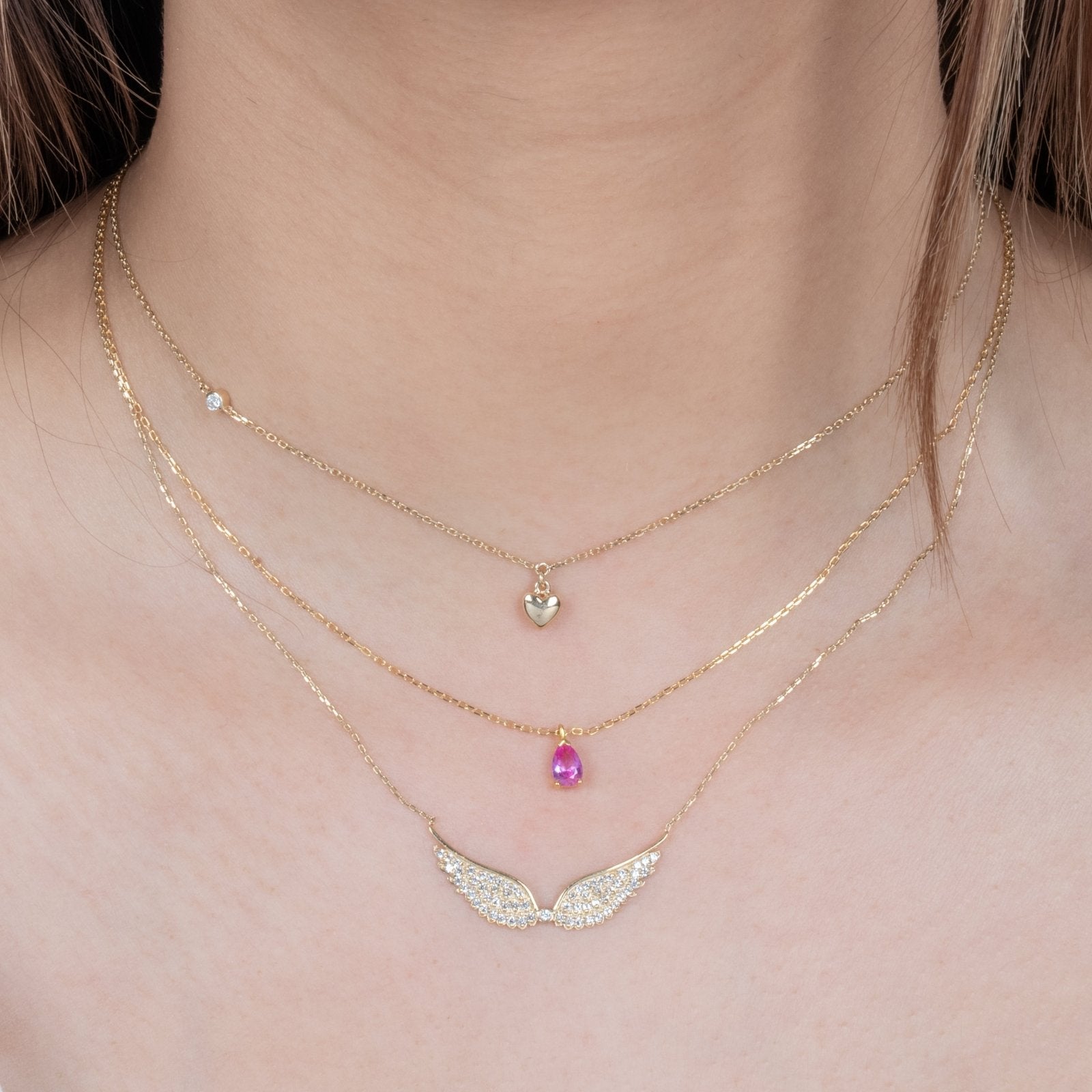14K Solid Yellow Gold Bubble Heart & Diamond Pendant Necklace - Elegant Jewelry Gift for Women, Perfect for Valentine's Day, Anniversary & Special Occasions