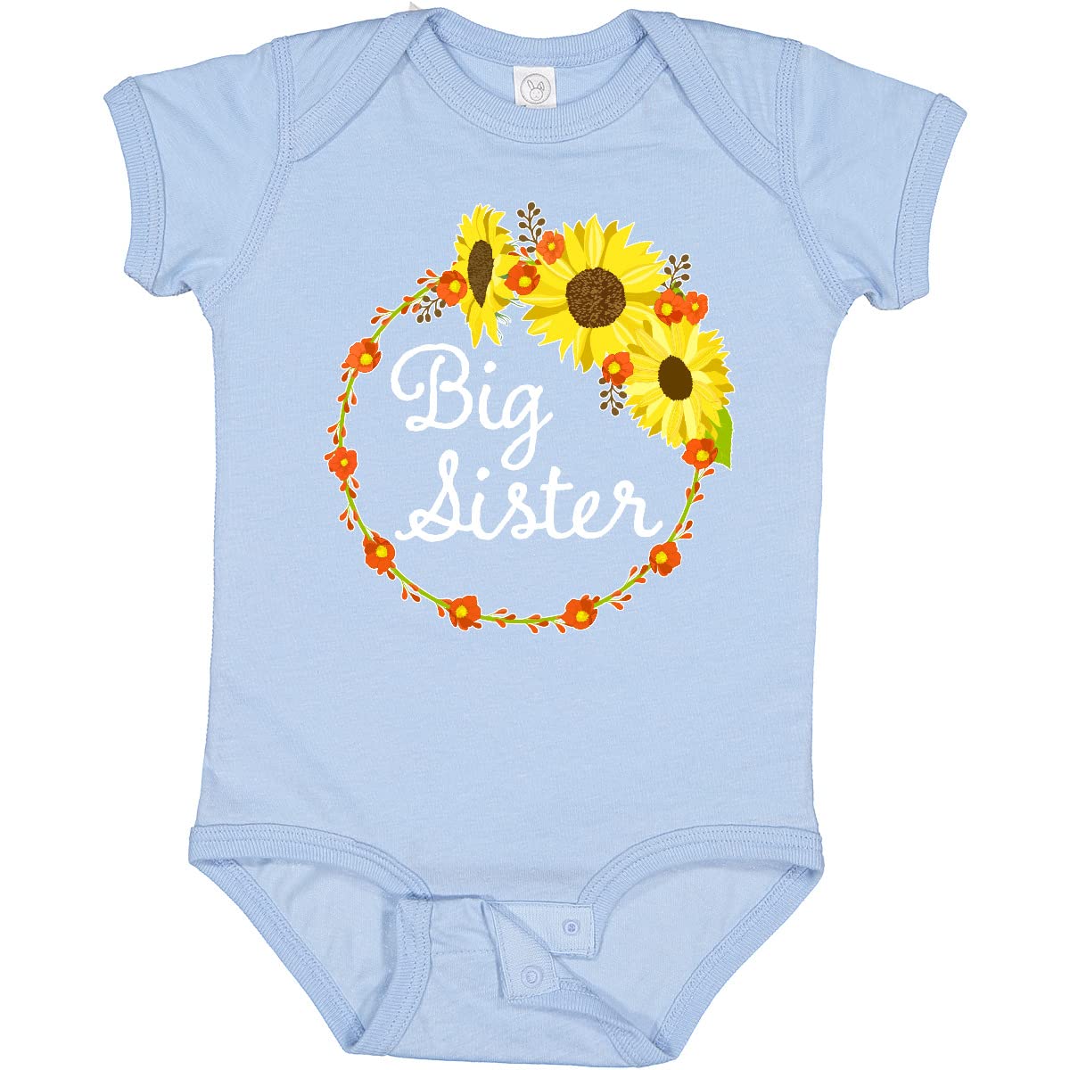 Inktastic Big Sister Sunflower Wreath Baby Bodysuit - Cute Matching Outfit for Newborns & Toddlers - Perfect for Sibling Photos, Family Events & Baby Showers