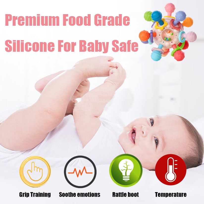 Baby Teething Toys 0-12 Months - Montessori Sensory Rattle for Infants | Perfect for Soothing Gums & Early Learning