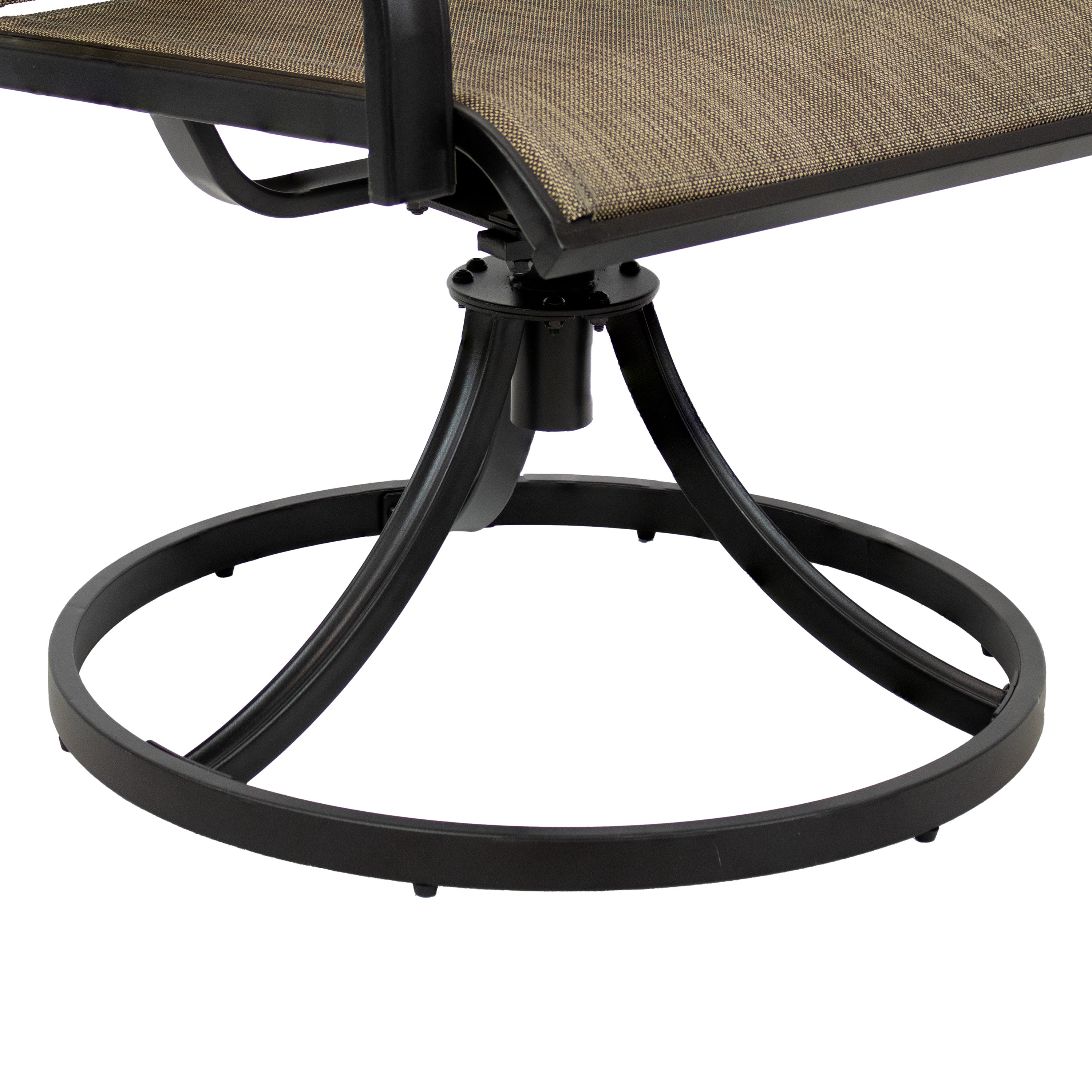 Sunnydaze High Back Swivel Patio Dining Chairs - Set of 2, Brown - Comfortable Outdoor Seating for Garden, Deck, Poolside & Backyard Dining
