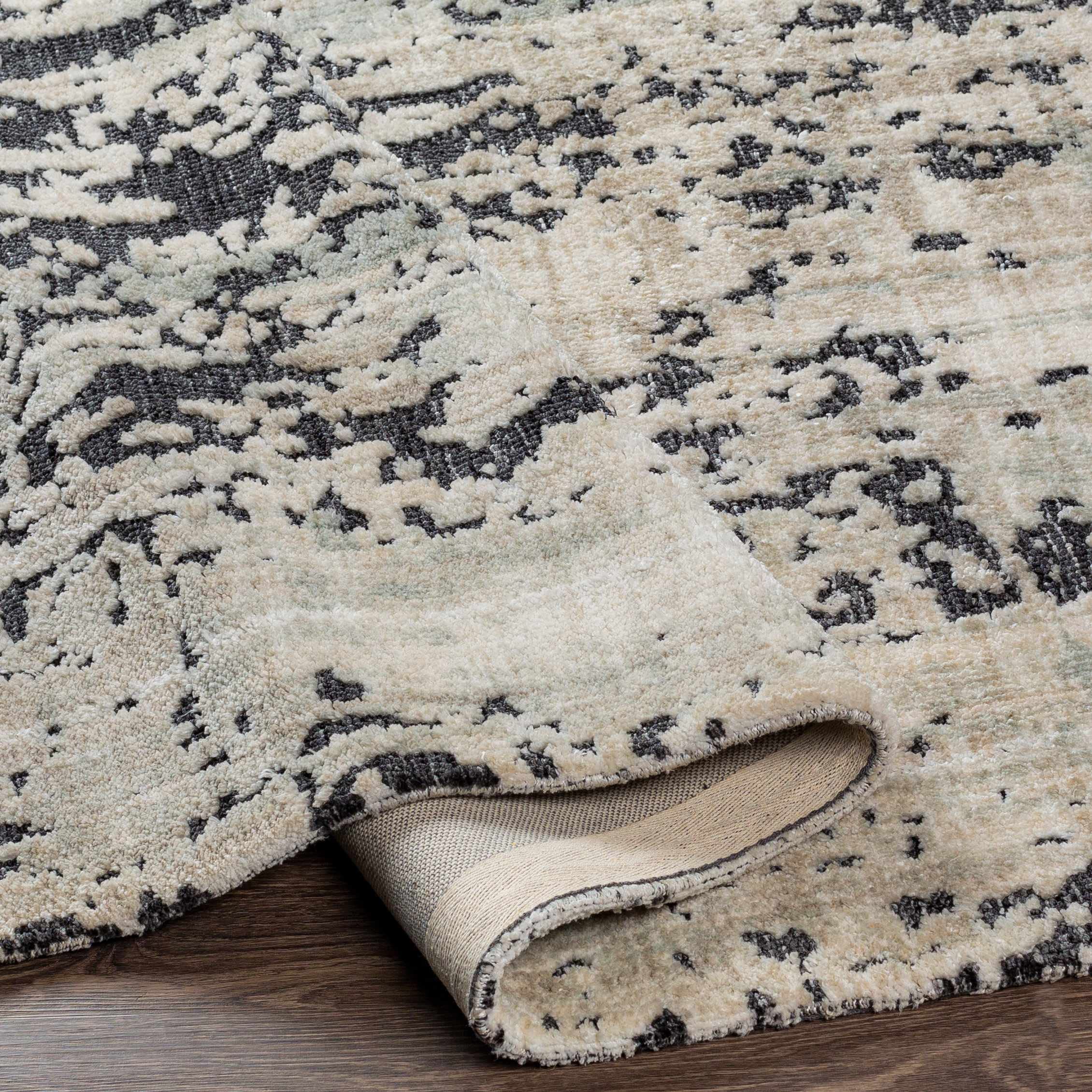 Modern Hauteloom Dundry Area Rug for Living Room & Bedroom - Soft Contemporary Design in Charcoal, Gray & Peach - 2' x 3' - Perfect for Cozy Home Decor, Apartment Styling & Office Spaces