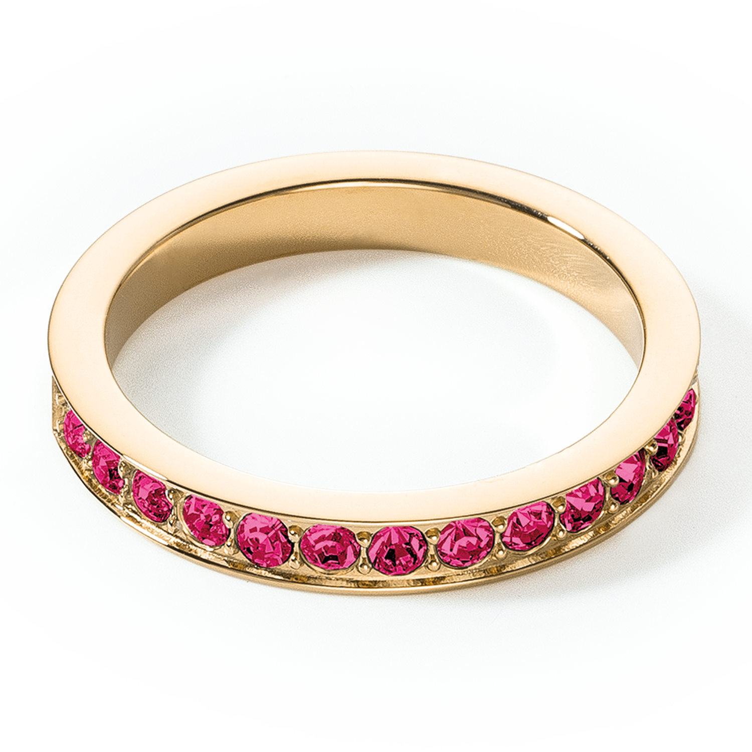 Stainless Steel Ring with Crystals in Gold & Pink - Elegant Jewelry for Women, Perfect for Parties, Weddings & Everyday Wear