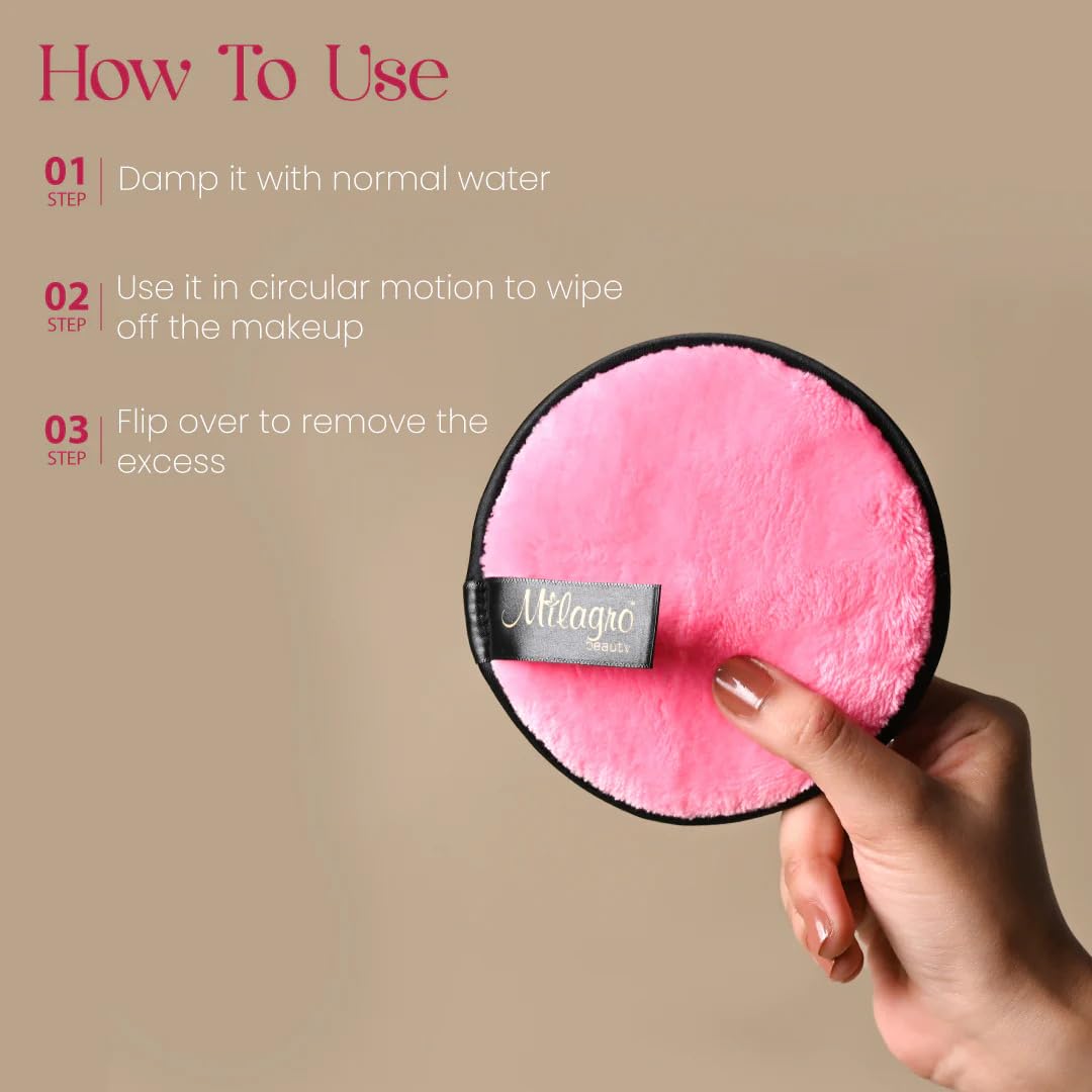 Milagro Beauty Reusable Makeup Remover Pads - Soft & Gentle Cleansing Pads for Face & Eye Makeup Removal - Deep Cleansing, Eco-Friendly & Hypoallergenic - Perfect for Daily Skincare Routine & Travel