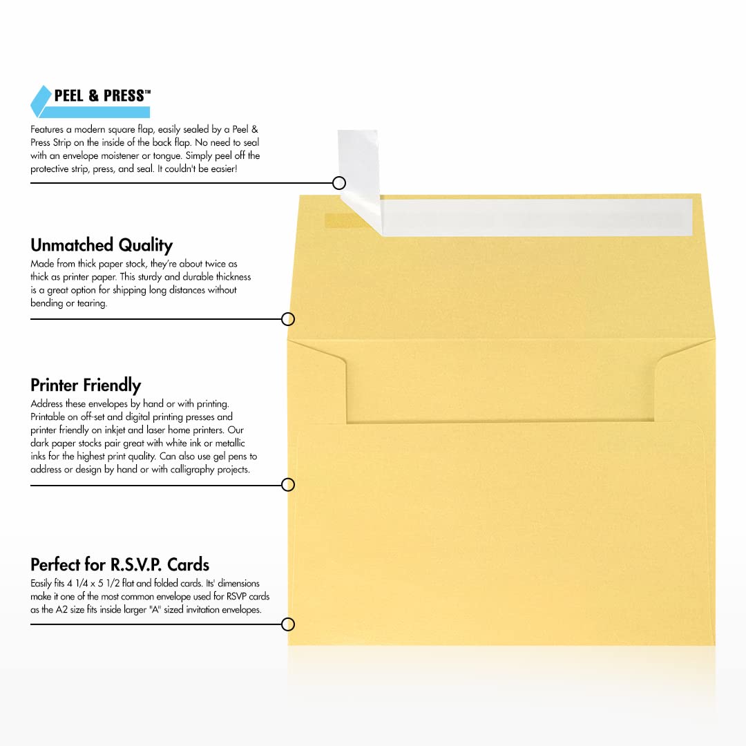 Premium A2 Gold Metallic Invitation Envelopes (4 3/8