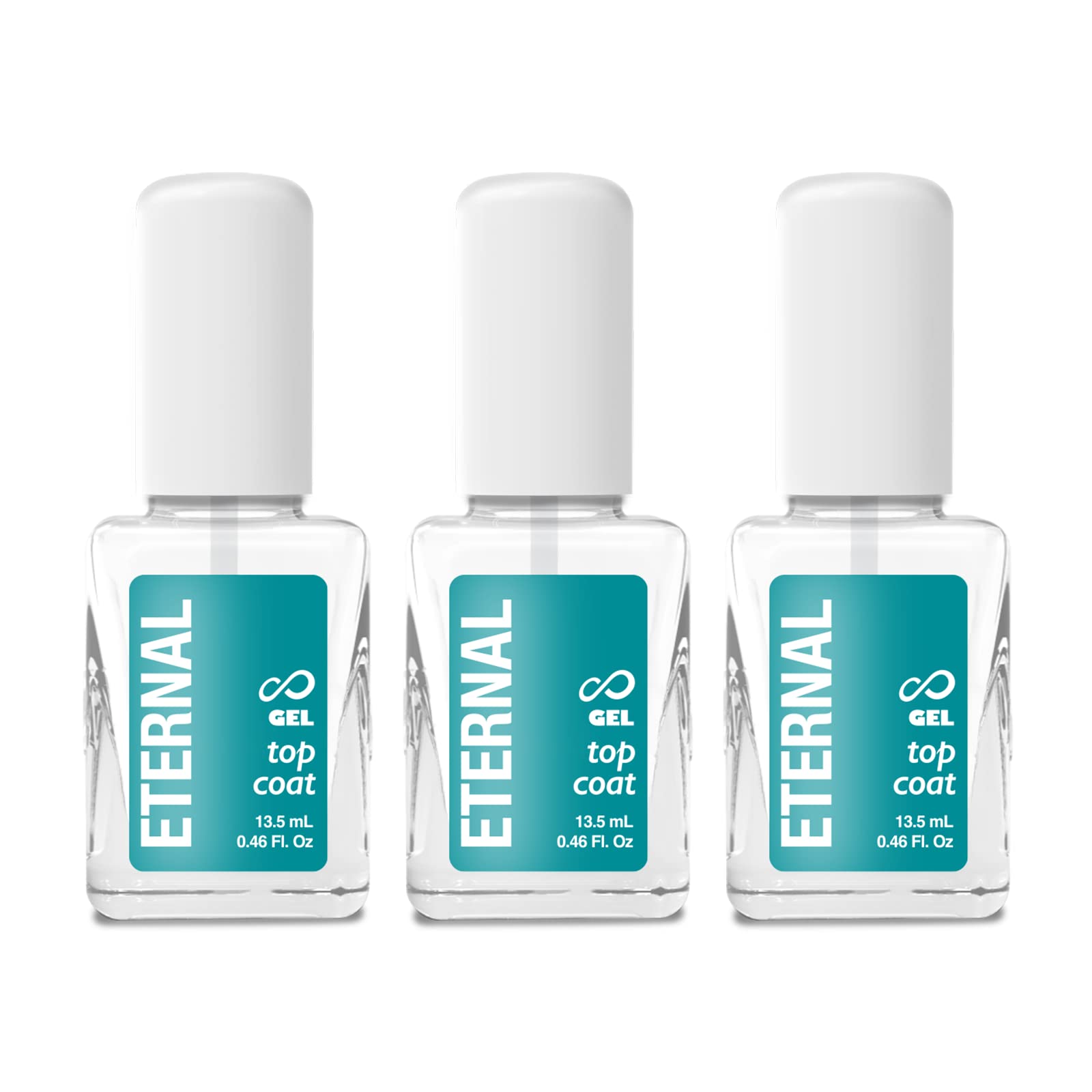 Eternal Top Coat Gel - 3 Pack Mirror Shine Strength No UV Lamp Nail Polish Set for Long-Lasting Manicures at Home or Salon