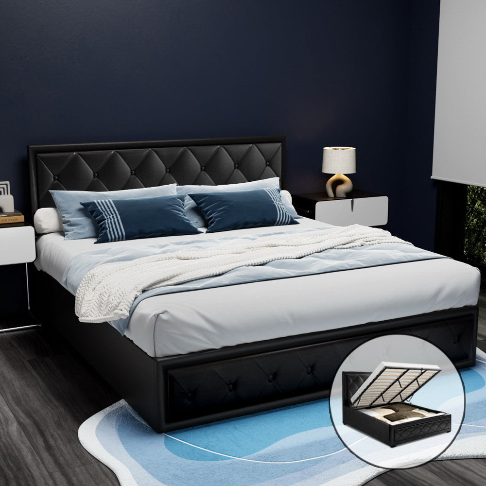 Bronte King Size Storage Bed Frame in Black - Modern Platform Bed with Underbed Drawers for Extra Storage, Perfect for Small Bedrooms & Master Suites