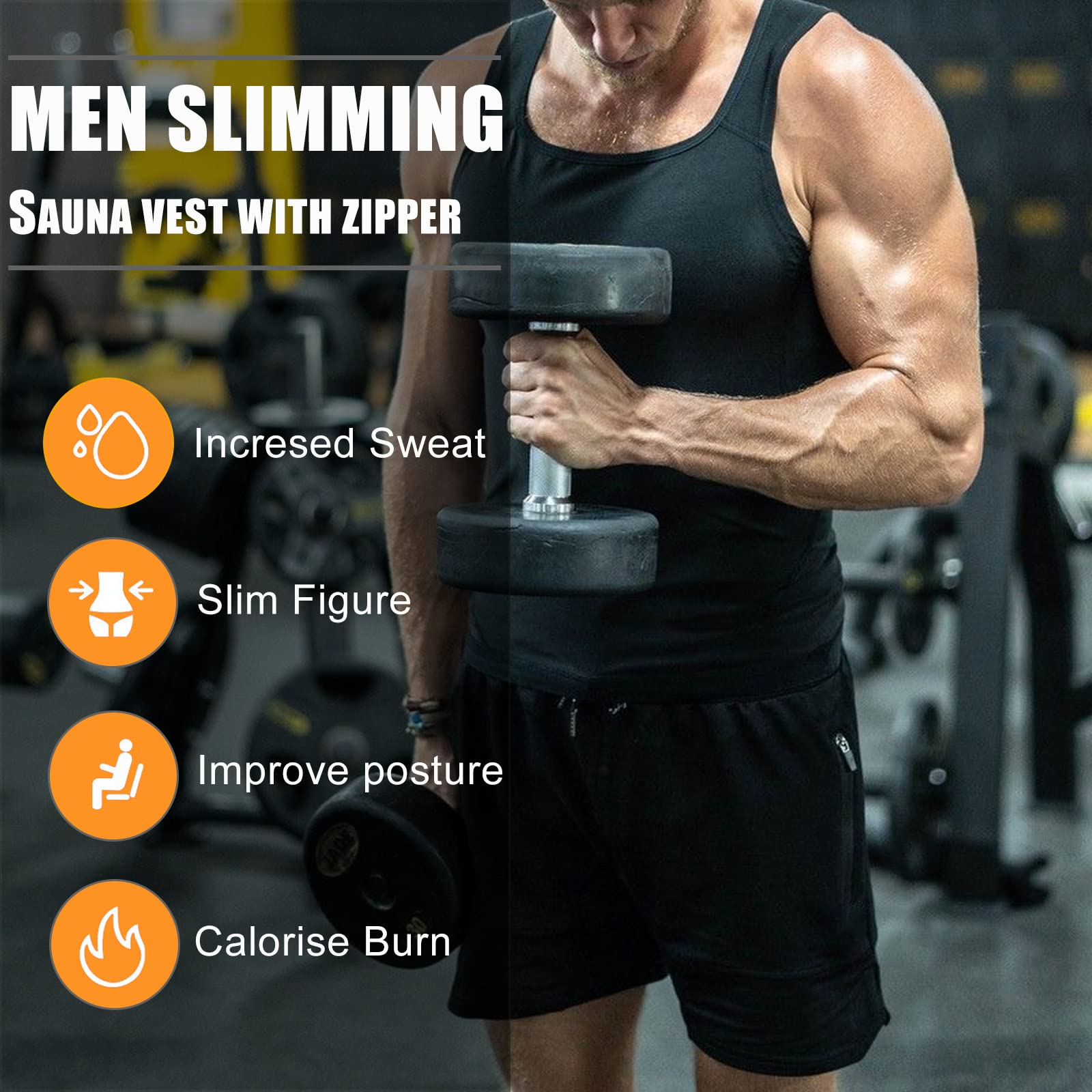 Men's Sauna Suit Sweat Waist Trainer Vest - Workout Tank Top for Weight Loss & Body Shaping - Gym, Running, Fitness Training