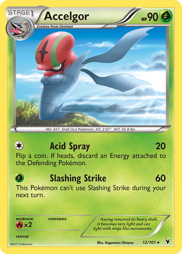 Accelgor (12/101) Cracked Ice Holo Pokemon Card - Black & White Noble Victories Theme Deck Exclusive - Collectible Trading Card for Battles & Display