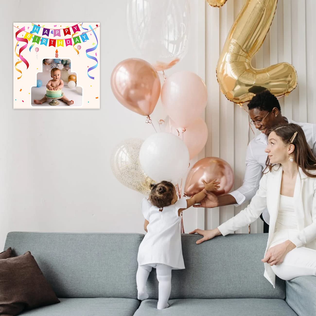 Custom Baby Birthday Photo Collage Canvas Print - Personalized 30
