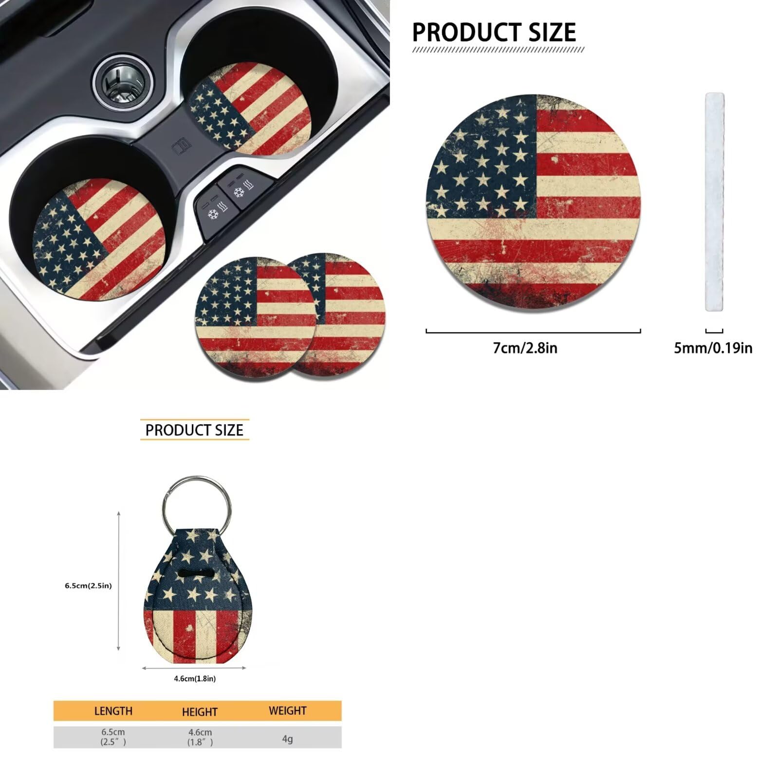 Xoenoiee 11-Piece Patriotic Car Seat Covers Set - Universal Fit with Steering Wheel Cover, Seat Belt Pads & American Flag Design - Perfect for 4th of July, Memorial Day & Independence Day Decorations