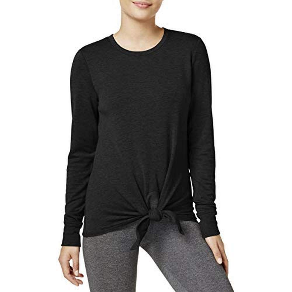 Ideology Women's Soft Knotted T-Shirt - Comfortable Casual Black Top for Everyday Wear | Perfect for Work, Weekend Outings & Relaxing at Home