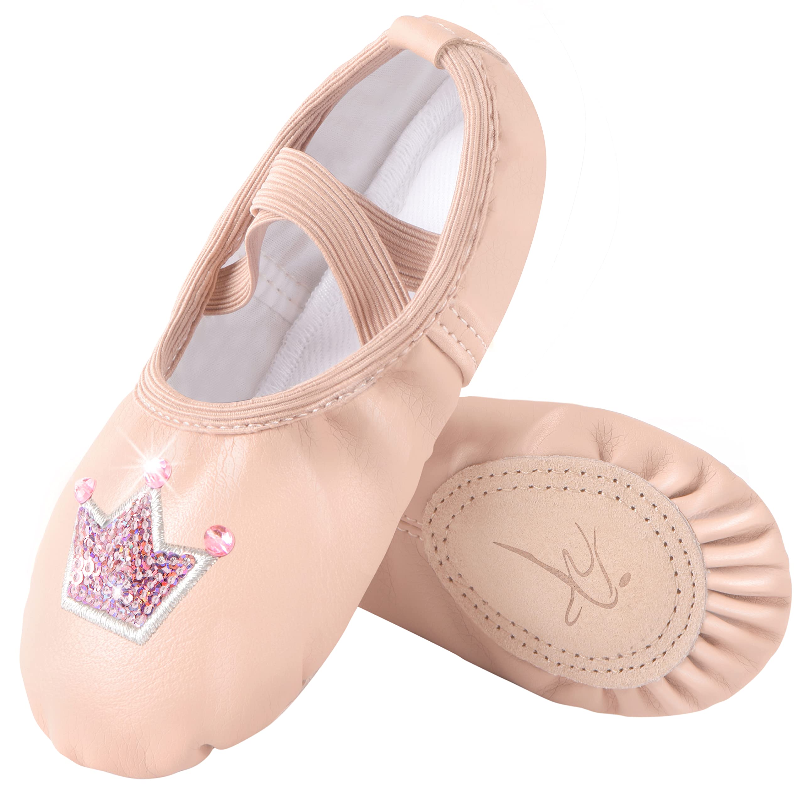 **WYHDY Ballet Shoes for Girls - Split-Sole Glitter Dance Flats for Toddlers & Kids | Perfect for Ballet Class, Recitals & Dance Practice**