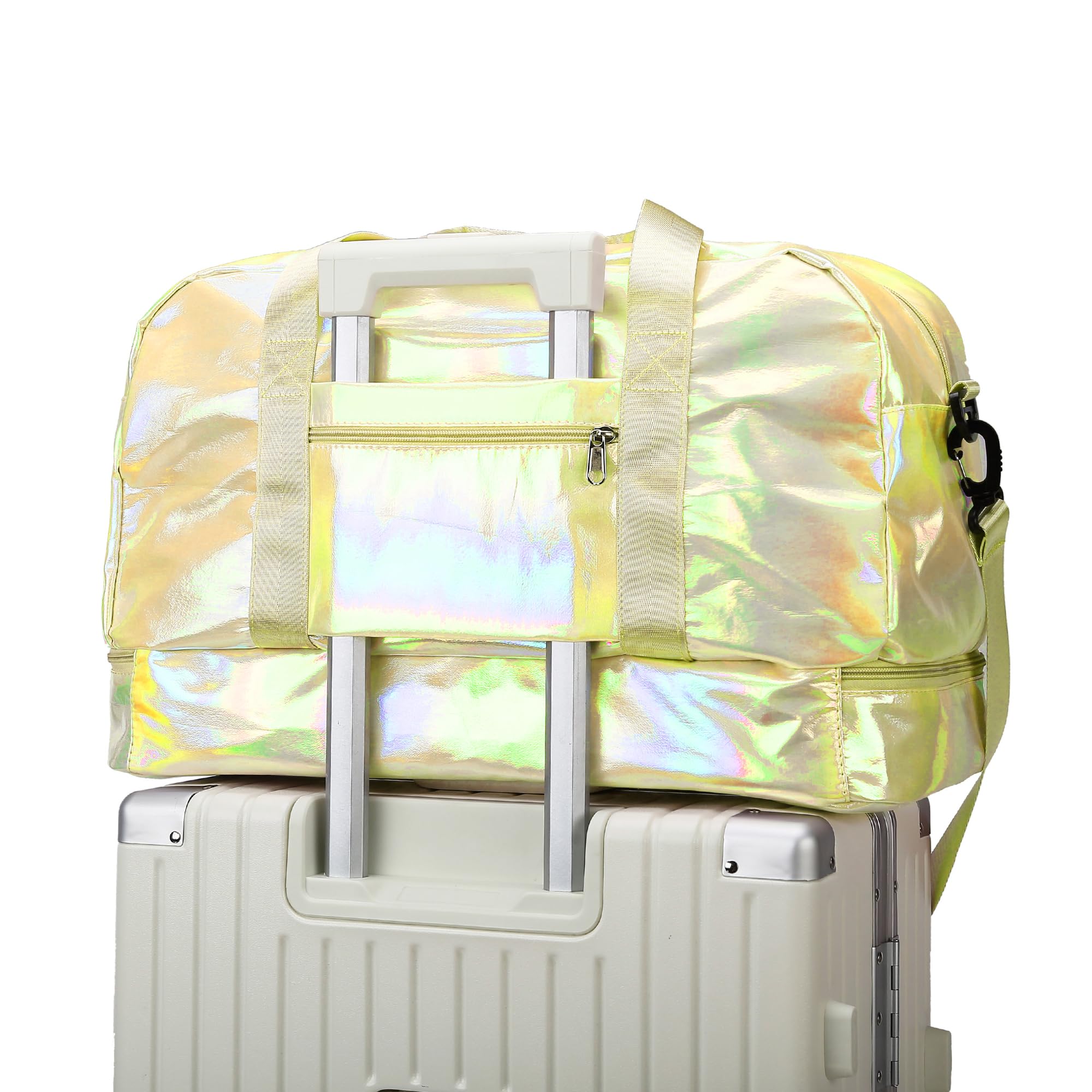**Waterproof 40L Travel & Gym Duffel Bag for Women - Weekender Overnight Bag with Shoe & Wet Compartments - Perfect for Fitness, Weekend Trips & Travel (Yellow)**