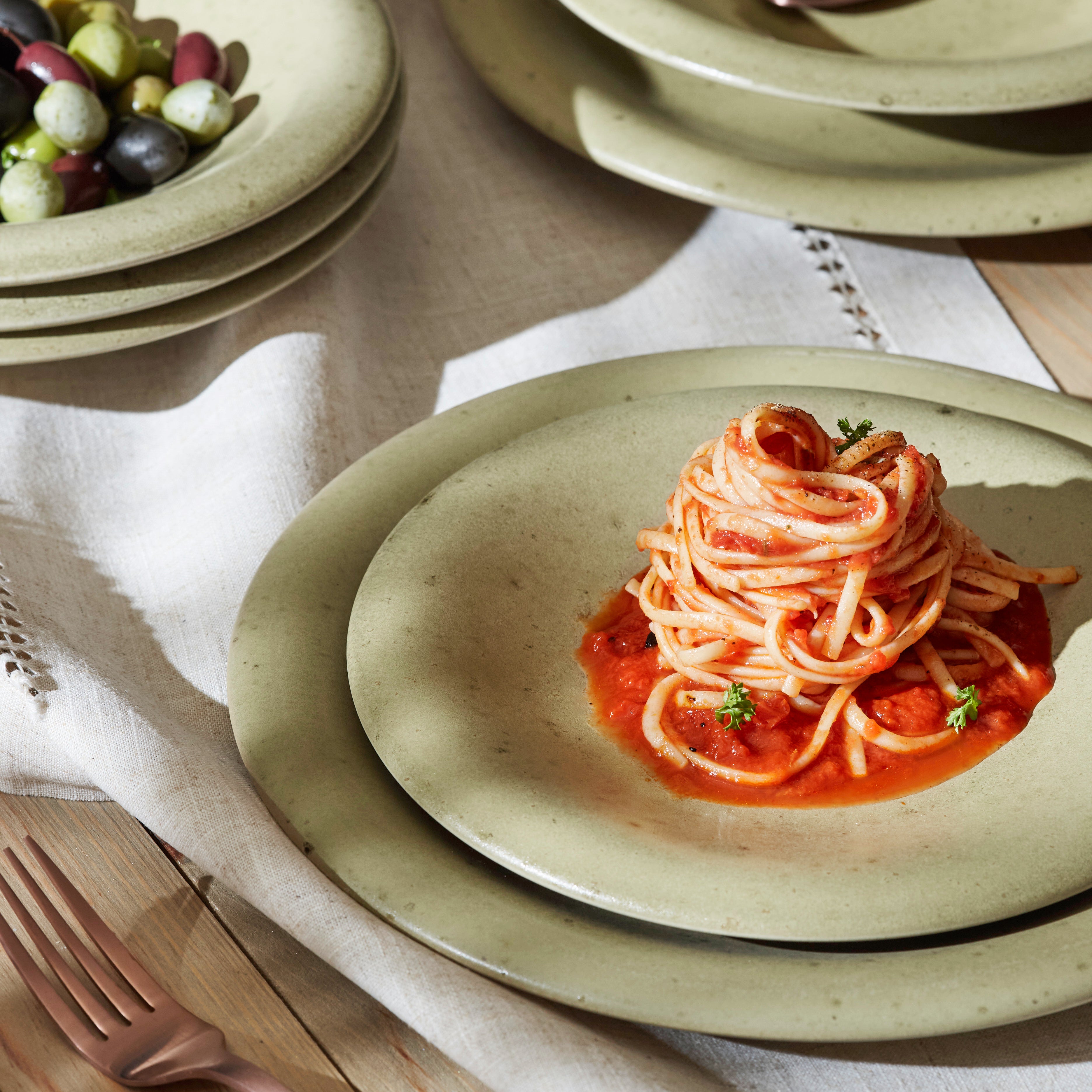 Premium Aro Stoneware Dinnerware Set - Green Matte Finish, Handcrafted in Portugal, Scratch & Chip Resistant - Perfect for Everyday Dining & Special Occasions