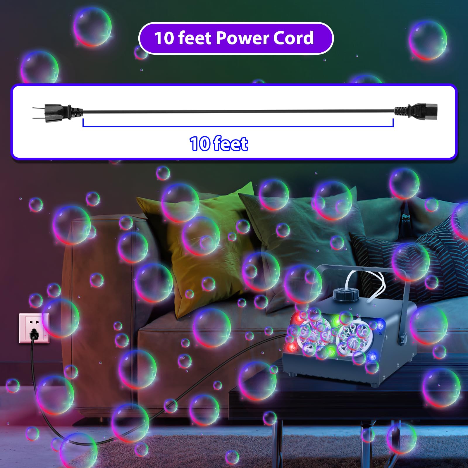 VStoy Wireless Remote Control Double Nozzle Bubble Machine with 6 RGB LED Lights - 120,000 Bubbles Per Minute, Metal Shell - Perfect for Kids Birthday Parties, Weddings, Halloween Events, Outdoor Gatherings & Backyard Fun