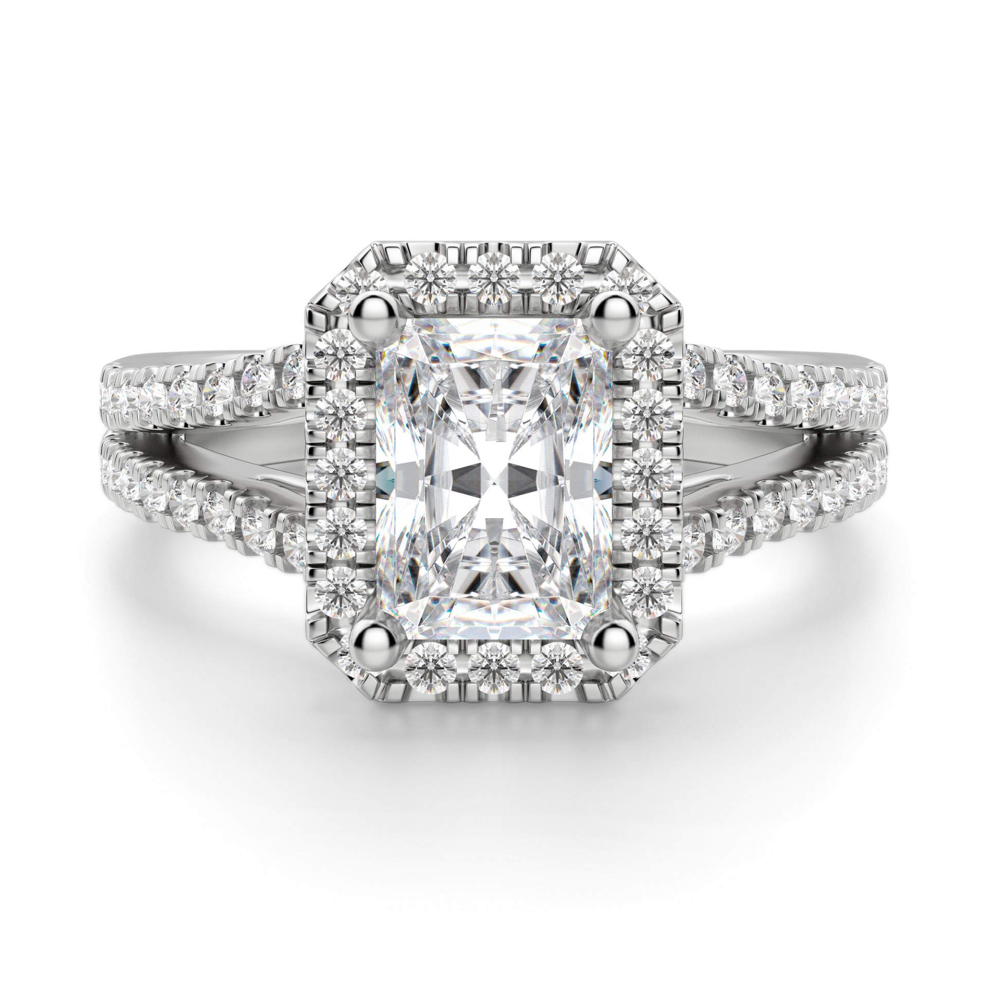 5 CT Radiant Moissanite Engagement Ring Set - Vintage Halo Wedding Band & Solitaire Promise Ring for Women - Durable Sterling Silver Anniversary Jewelry - Perfect for Proposals, Weddings & Special Occasions