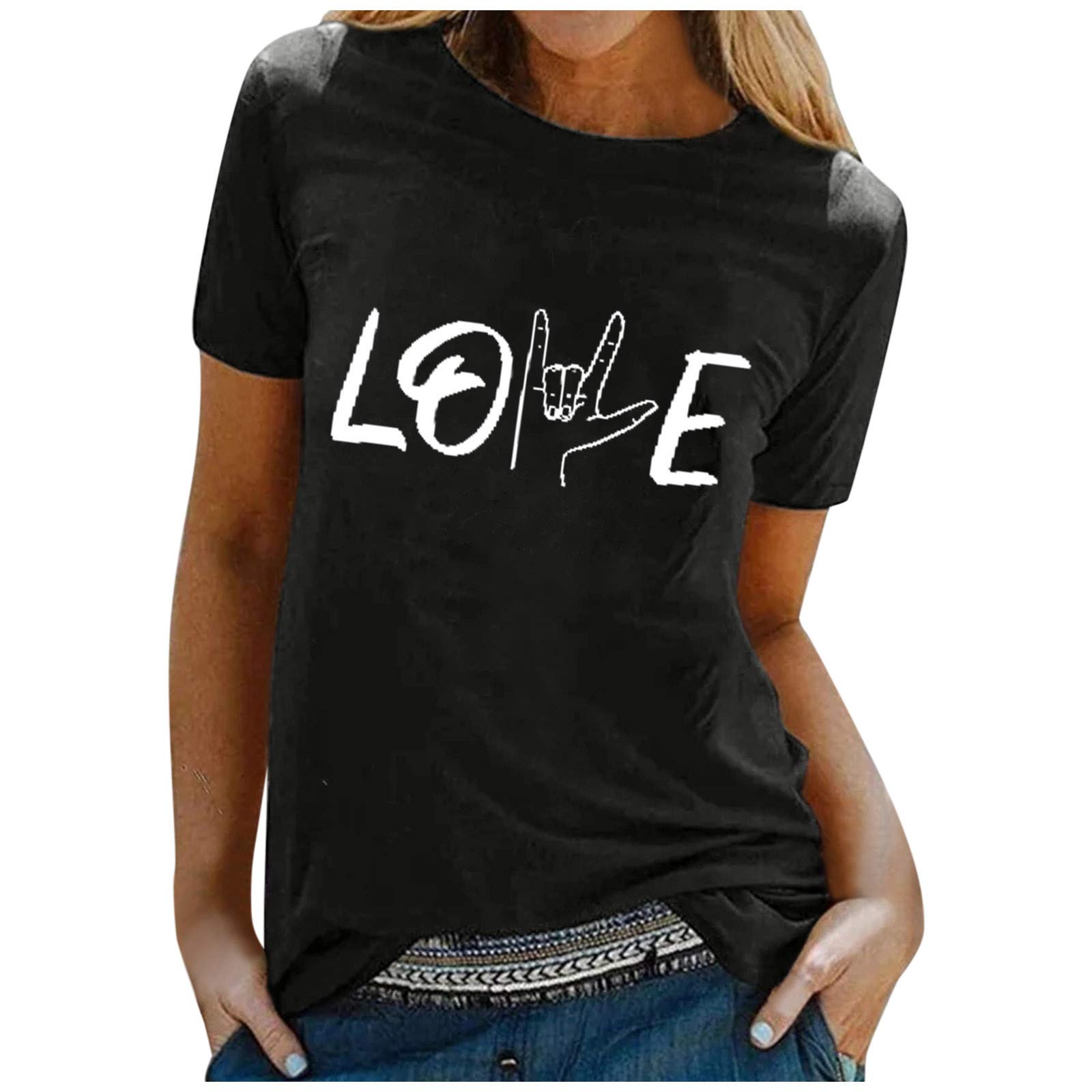 Women's White Tank Tops - Casual Loose Fit Short Sleeve Printed Blouse with Letter Design, O-Neck Flowy Summer Top for Beach, Gym, and Everyday Wear