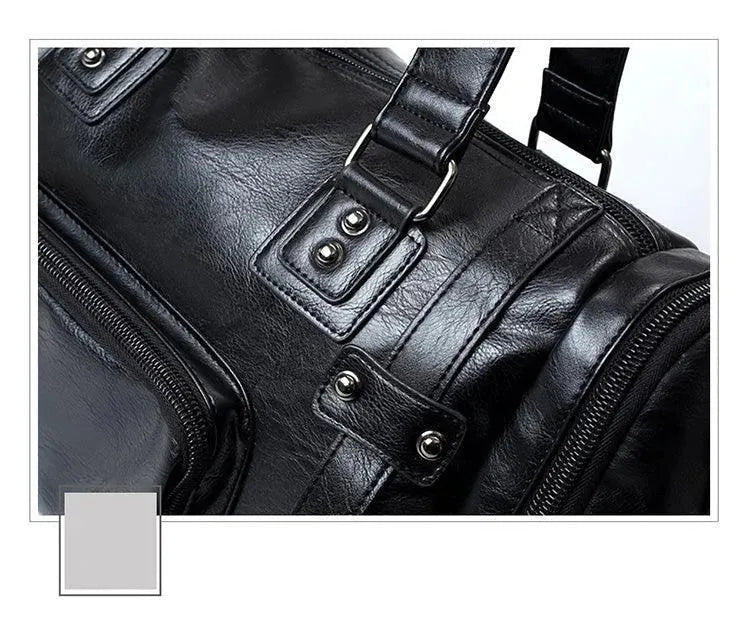 Premium Genuine Leather Duffle Bags for Men - Waterproof Travel Gym Weekender Bag - Perfect for Business Trips, Gym & Weekend Getaways
