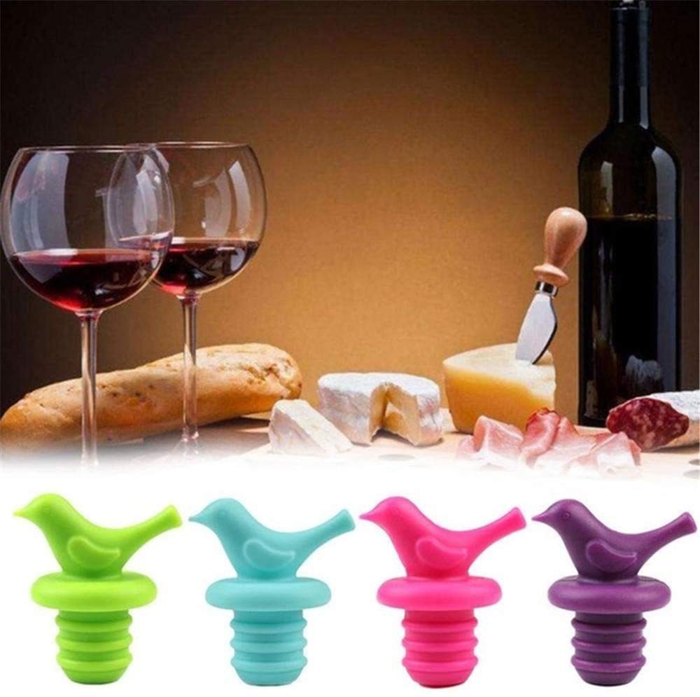 Shuban 4-Pack Silicone Wine Bottle Stoppers - Reusable Wine and Beverage Sealer Plug, Rubber Wine Saver for Bar, Kitchen, Party - Perfect for Holiday Gatherings, Weddings & Home Entertaining