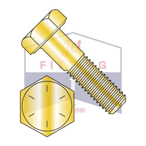 3/8-24 x 7 Inch Grade 8 Zinc Yellow Hex Cap Screws - 150 pcs - Made in USA - Heavy Duty Fasteners for Automotive, Machinery & Construction Projects