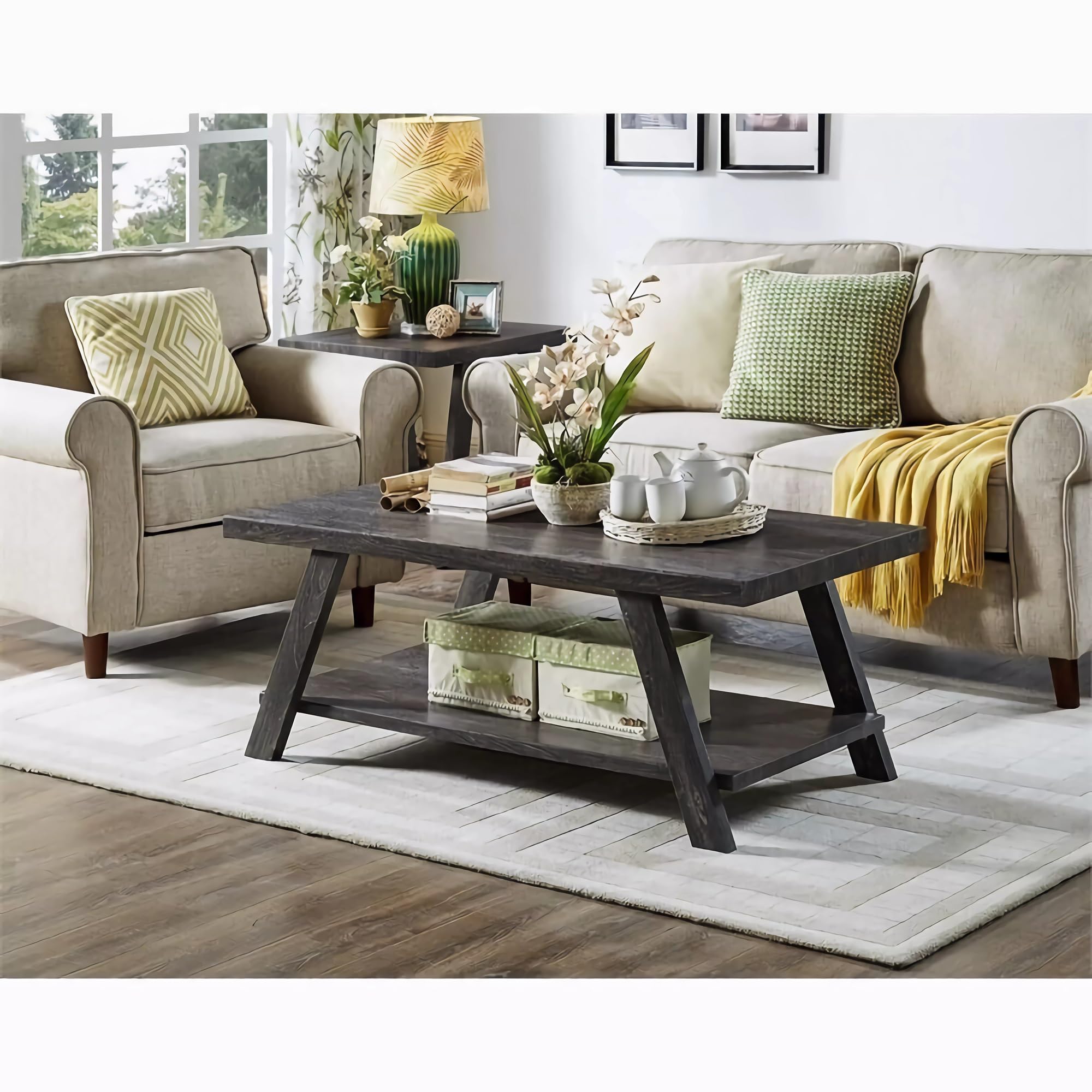 Modern Gray 3-Piece Coffee Table Set for Living Room & Cocktail Party