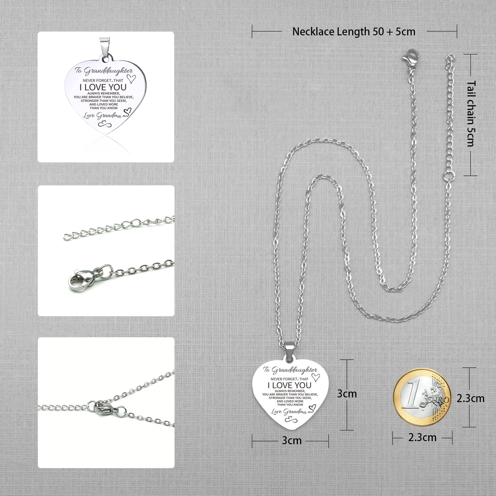 HAYOUWAY Silver Heart Necklace - Gift for Daughter, Women & Girls - Birthday, Christmas