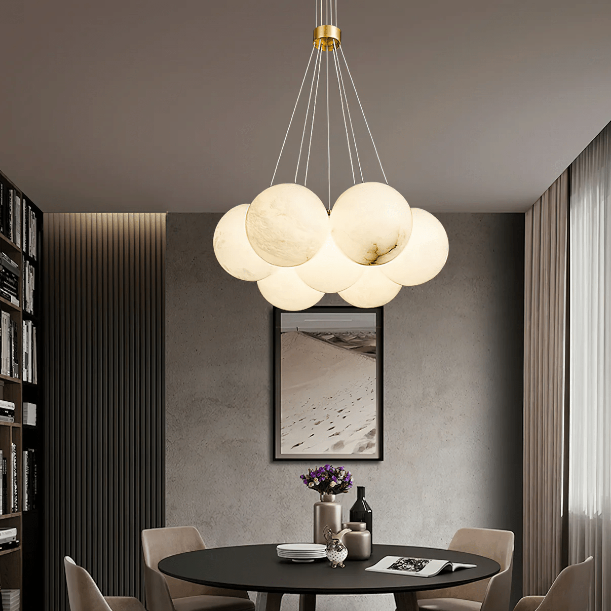 Elegant Alabaster Crystal Ball Chandelier - Modern Luxury Ceiling Light Fixture for Dining Room, Living Room & Bedroom Decor