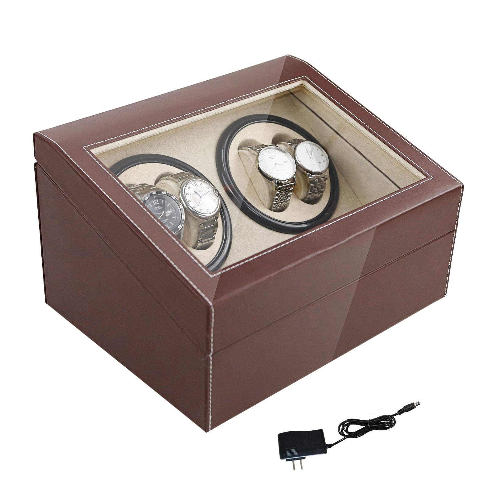 SHZICMY Automatic Watch Winder for 4-6 Watches - Luxury Watch Storage Display Case with Quiet Motor - Perfect for Watch Collectors & Automatic Watch Maintenance (Home/Office Use)