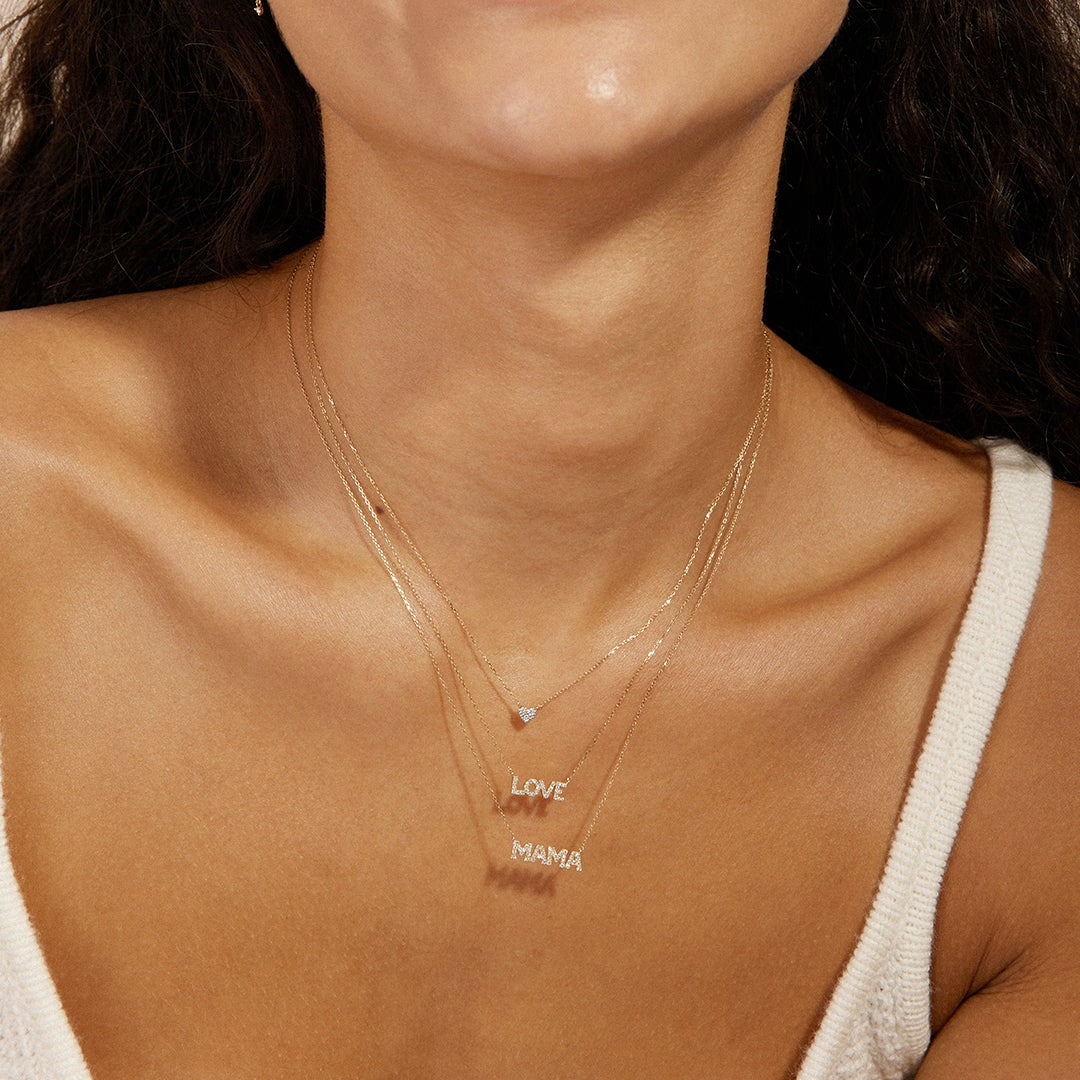 14K Yellow Gold Diamond LOVE Necklace for Women - Elegant Valentine's Day Gift, Anniversary Present & Everyday Luxury Jewelry