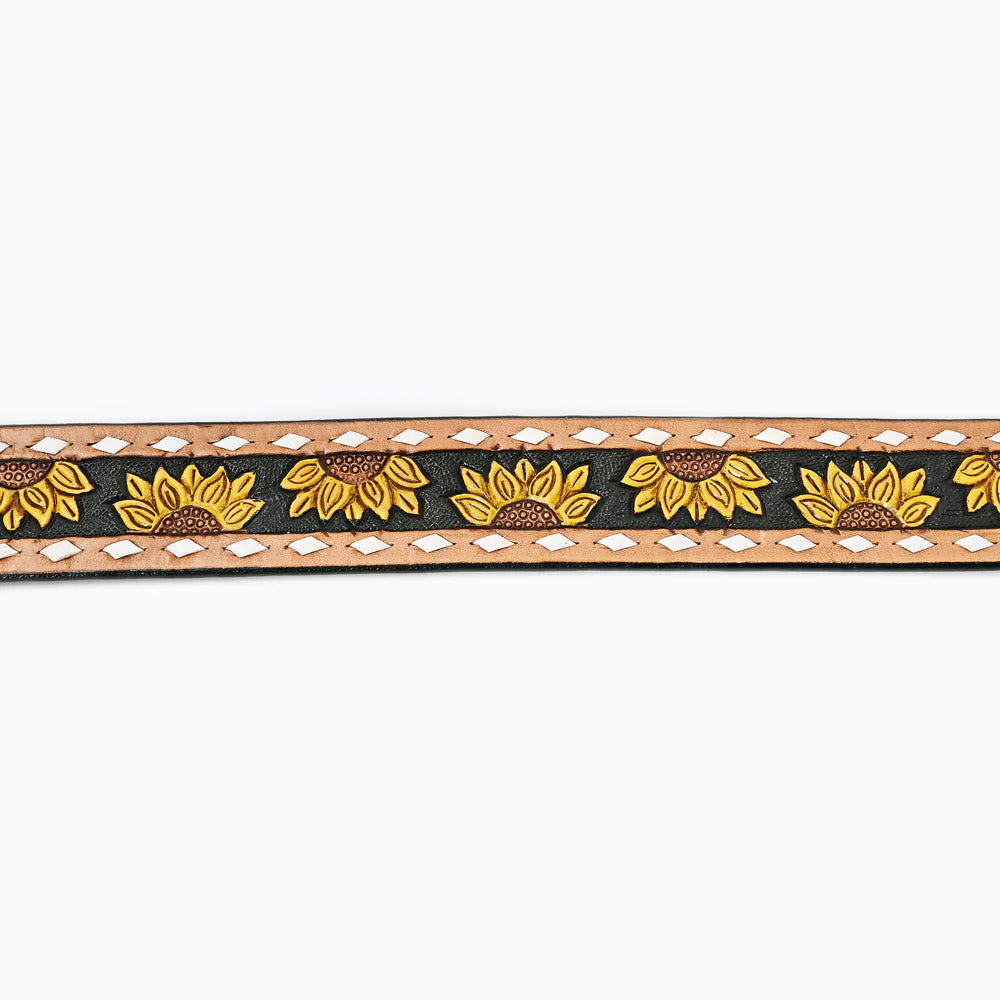 American Darling Tooled Sunflower Belt - Handcrafted Leather Western Belt for Women - Perfect for Country Rodeo, Cowgirl Fashion & Western Outfits