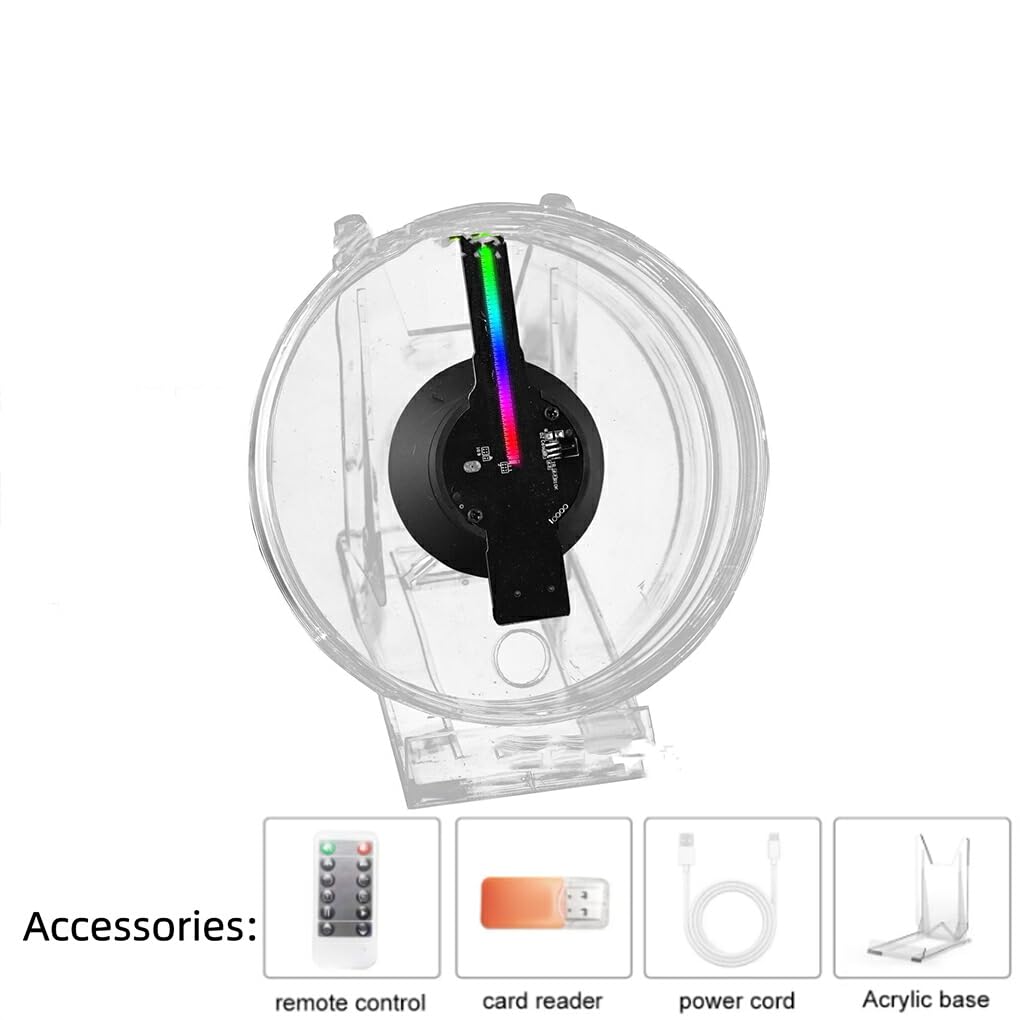 QOKLIYUI 3D Holographic LED Fan Display with Battery - Portable Hologram Projector for Dorm Rooms, PC Replacement | Perfect for Parties, Trade Shows & Home Decor