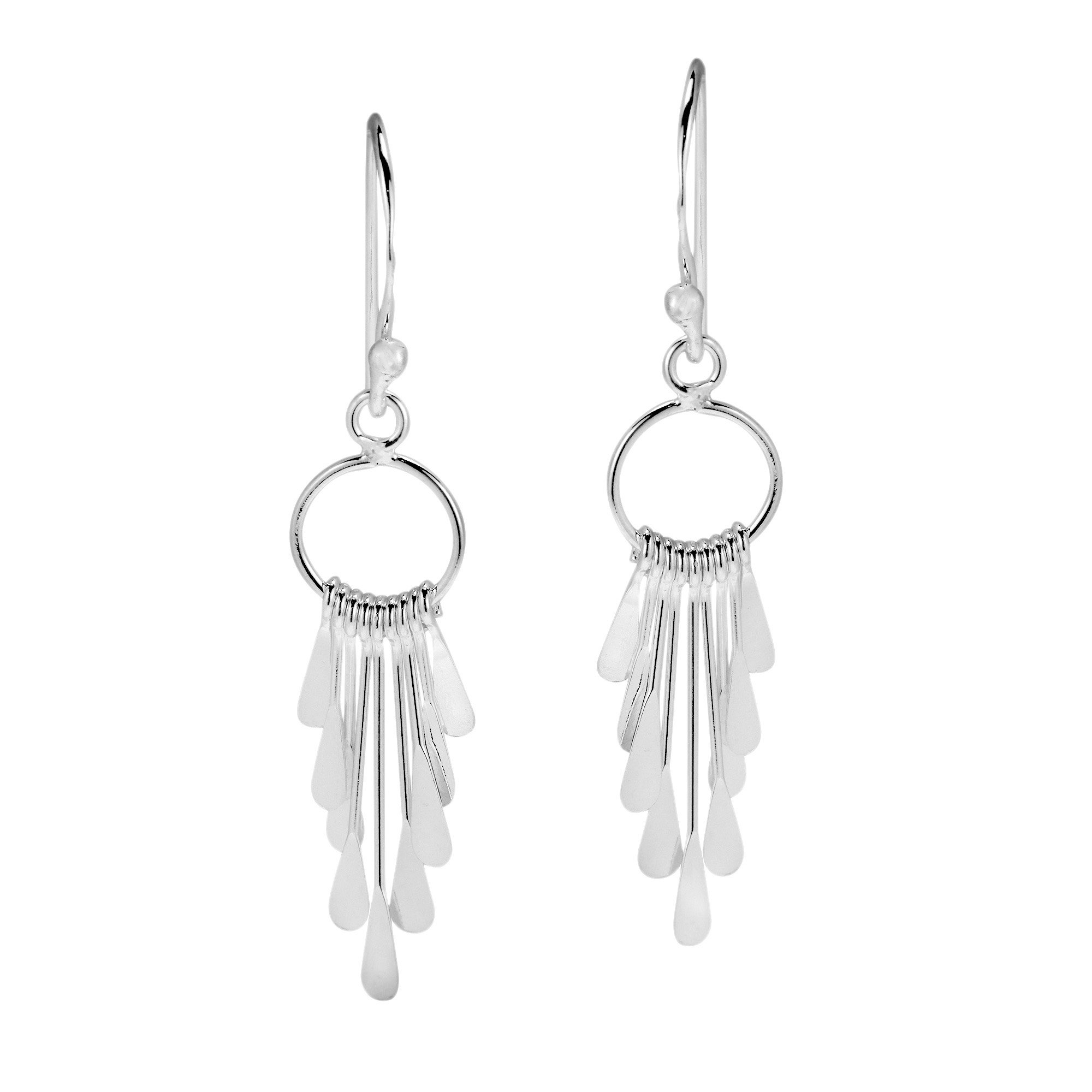 Sterling Silver Dangle Earrings .925 - Cascading Rods Chandelier Style for Women | Elegant Party, Wedding & Evening Wear Jewelry