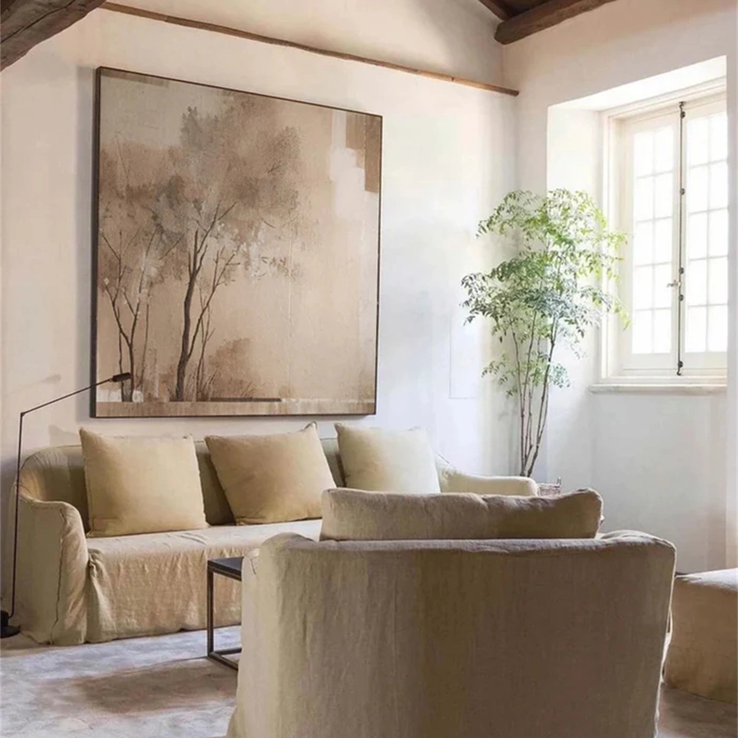 Flower and Tree Painting #FT157 - Handmade Canvas Art for Home Decor, Living Room, Bedroom & Office Wall Art
