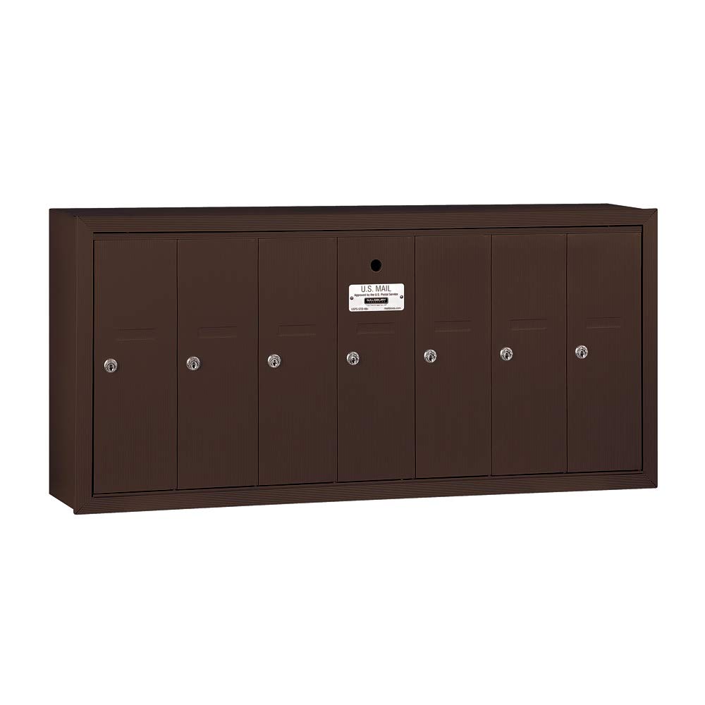 Salsbury Industries 3507ZSU Bronze Vertical Mailbox - USPS Approved 7-Door Surface Mount Mailbox for Home & Business Security - Perfect for Apartments, Offices & Residential Use