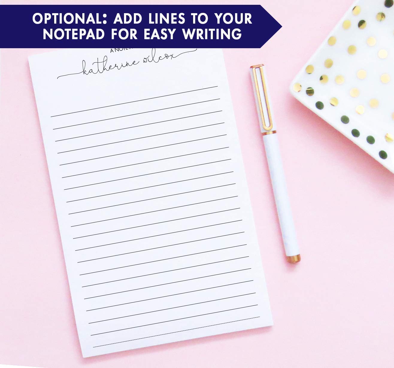 Personalized Notepads for Women - 5.5x8.5 Inch Letter Writing Paper, 50 Sheets - Elegant Simple Notepad for Journaling, Thank You Notes & Office Use