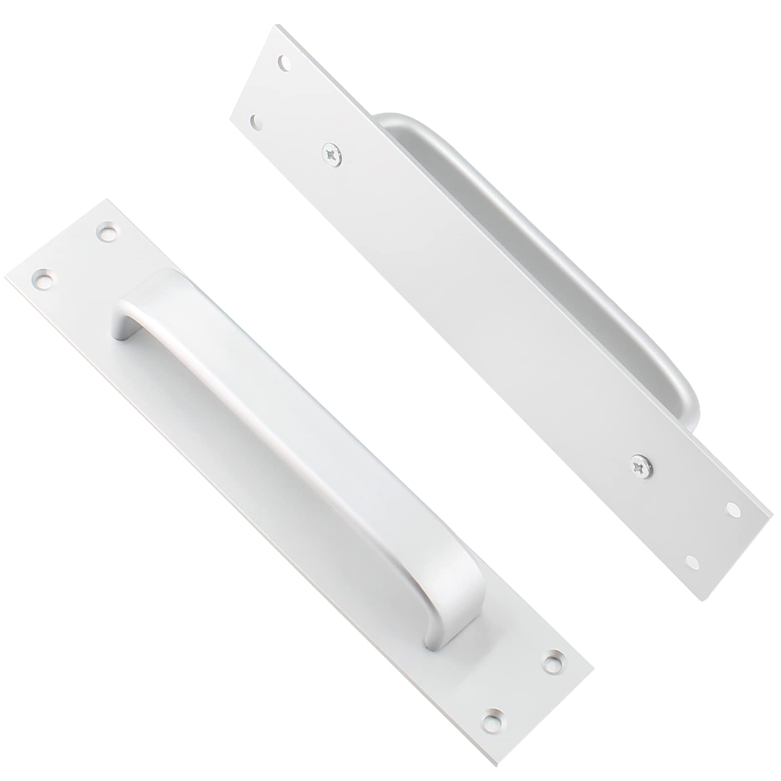 2 Pack 7.9 Inch Sliding Barn Door Handles - Heavy Duty Aluminum Alloy Cabinet Pull Handles for Sliding Doors, Gates, Closets, Drawers & Garage Sheds - Silver Finish - Perfect for Farmhouse, Rustic & Industrial Style Home Decor