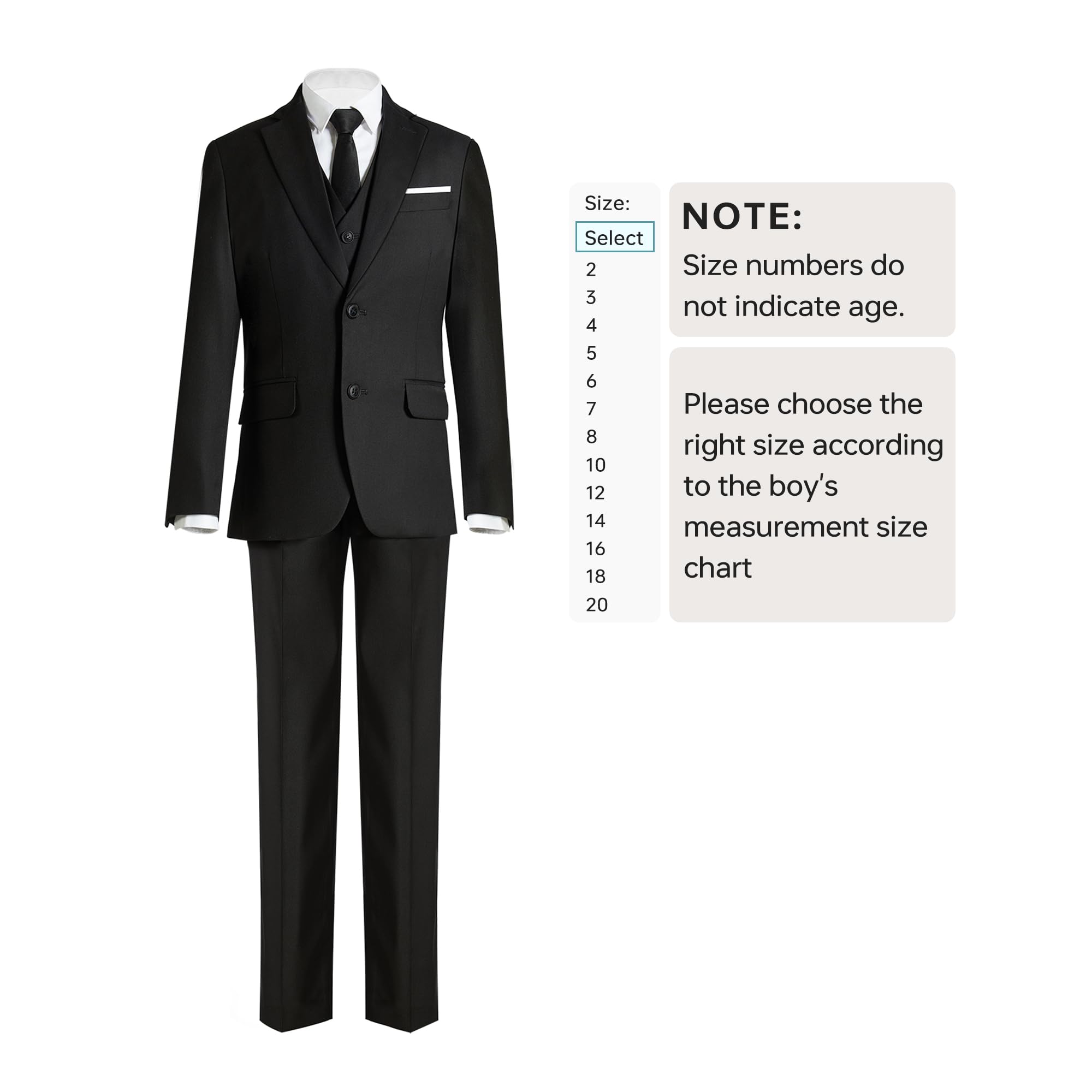 PLAVICT Boys' Slim Fit 5-Piece Suit Set with Adjustable Waist for Weddings & School Events