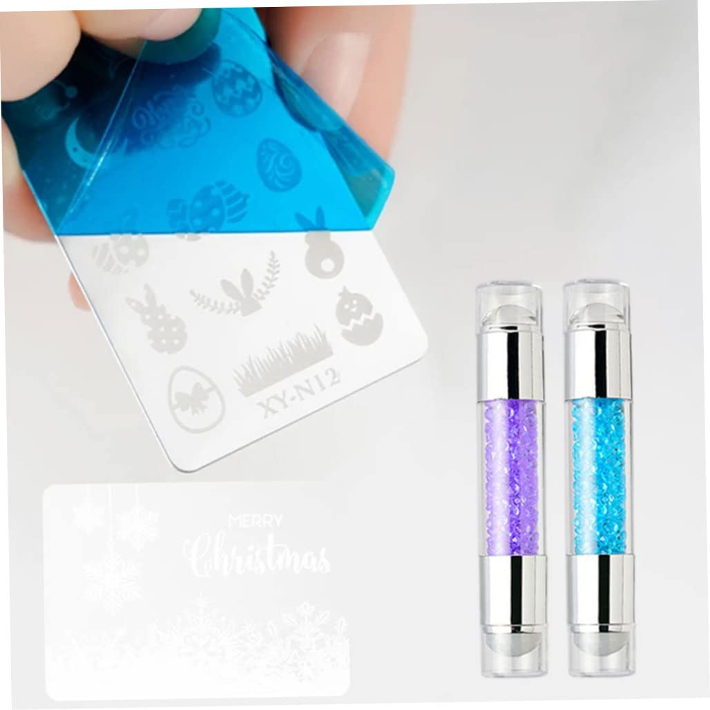 Professional Nail Art Stamper Kit with French Nail Stamp Plates & Polish Patterns - Purple Nail Printing Tool for DIY Manicure at Home or Salon