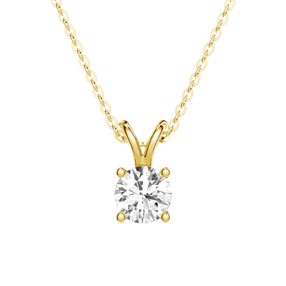 1 CT Round Moissanite Solitaire V-Bale Pendant Necklace - Elegant Jewelry Gift for Women, Perfect for Weddings, Anniversaries & Special Occasions