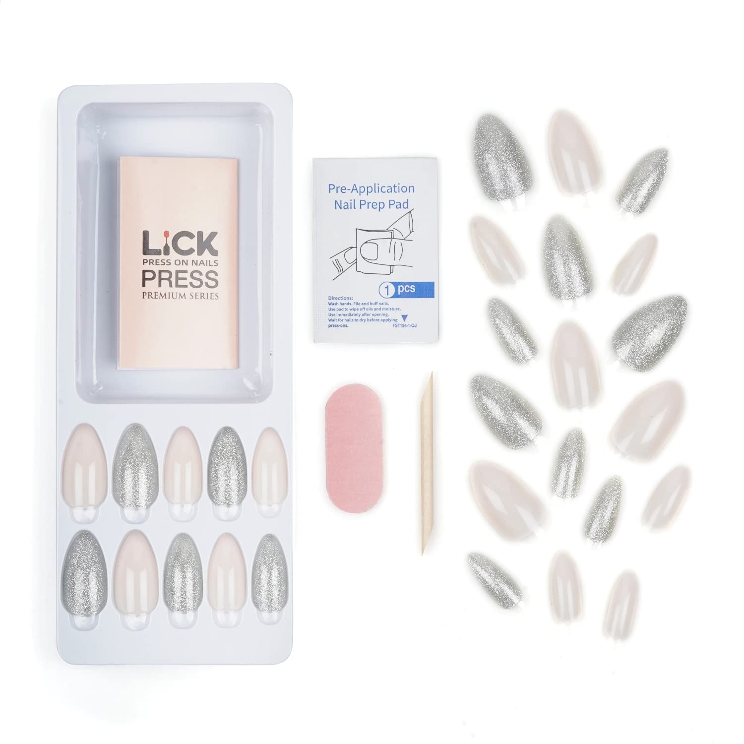 28Pcs Reusable Grey Acrylic False Nails Kit - Glue-Free Press On Nails Extension Set for Women | Perfect for Parties, Weddings & Daily Wear