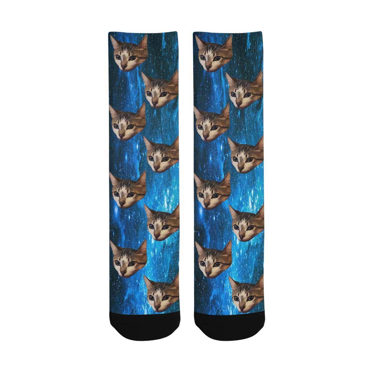 Custom Photo Socks with Faces - Personalized Space Galaxy Printed Crew Socks for Gifts, Couples & Family - Fun Novelty Socks for Birthdays, Christmas & Special Occasions